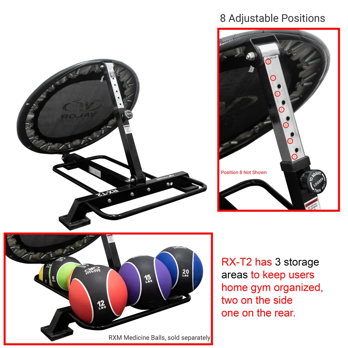Valor Fitness Medicine Ball Trampoline Rebounder - Exercise Ball Storage for Physical Therapy & Home Gym Workouts - Durable Fitness Equipment for Bounce Training, Strength Exercises & Rehabilitation - Perfect for Home Gyms, Physical Therapy Clinics & CrossFit Training