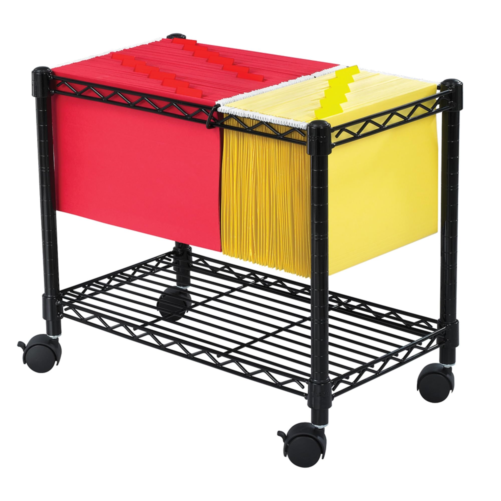 Safco Black Steel Rolling File Cart - Mobile Storage for Letter & Legal Size Hanging Folders - Office Organization & Document Management Solution