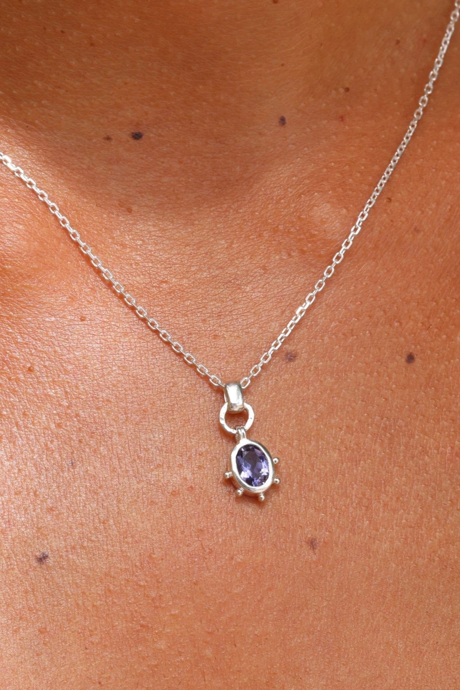 Genuine Iolite Silver Pendant Necklace for Women - Elegant Jewelry Gift for Birthday, Anniversary & Special Occasions