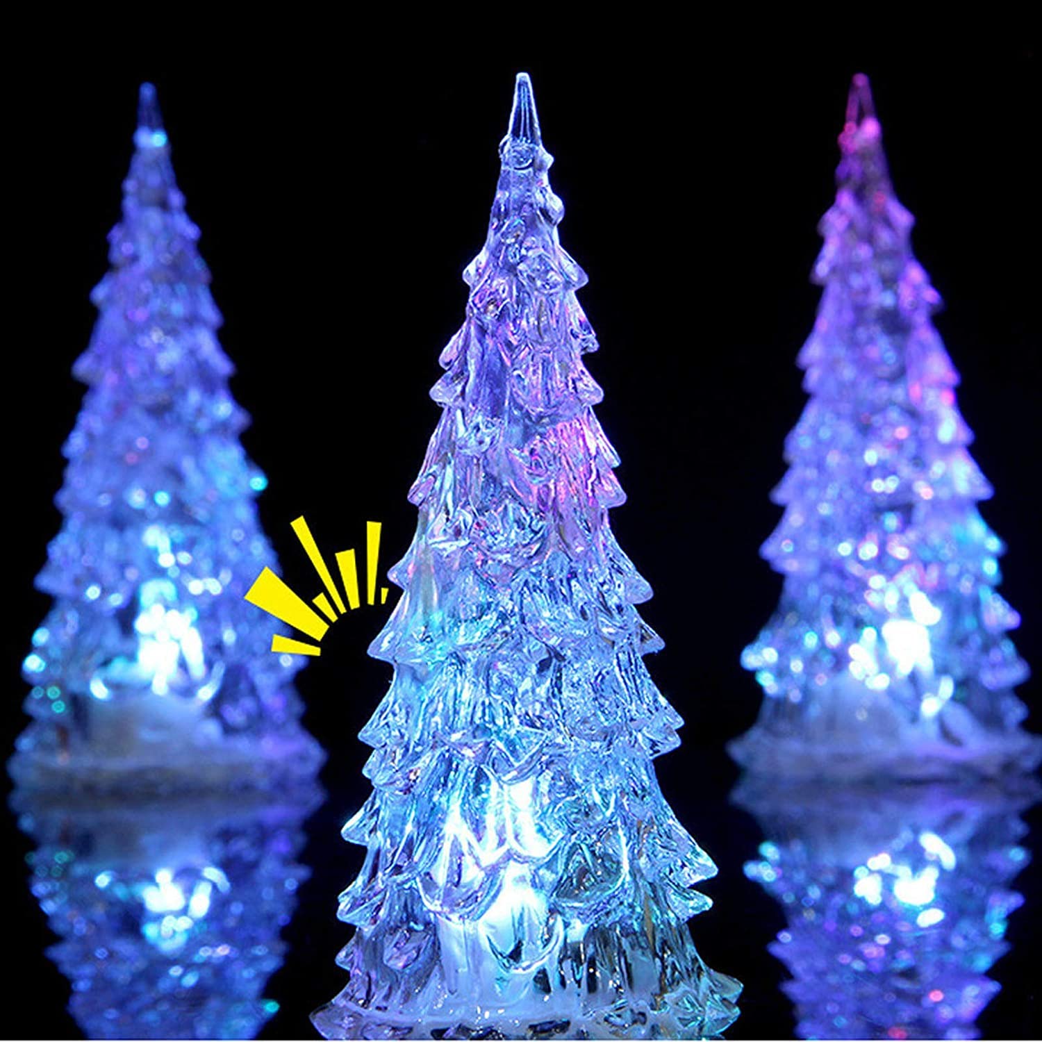 3PCS Christmas Tree Night Light - Colorful LED Acrylic 3D Changing Light for Kids, Nursery, Bedroom | Portable Table Lamp for Holiday Decor, Baby Night Stand (5 Inches) - Perfect for Christmas Gifts, Bedtime Stories & Cozy Atmosphere