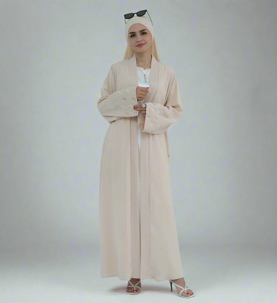 Elegant Muna Open Abaya Kimono - Lightweight Muslim Prayer Dress for Women - Perfect for Prayer, Home Wear & Special Occasions