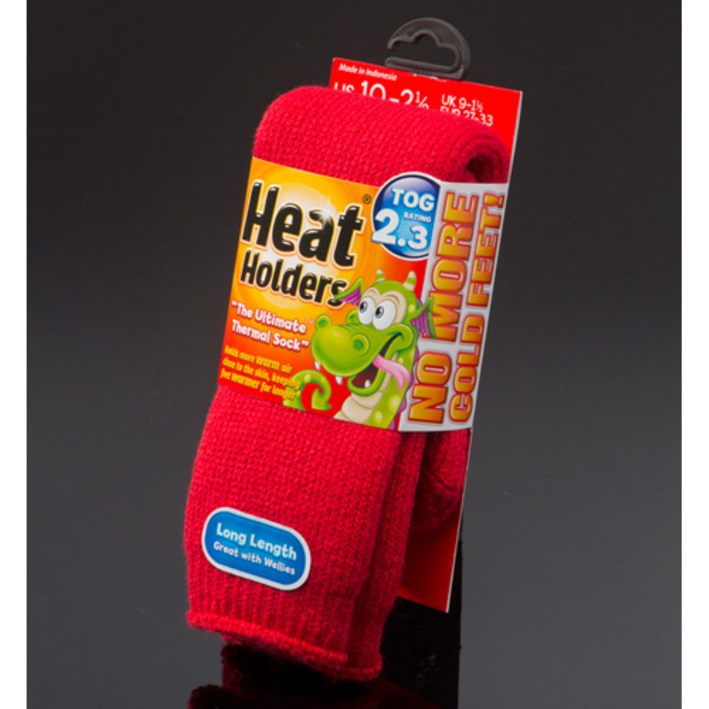 Heat Holders Kids' Thermal Socks - Red, US Shoe Size 10-2.5 (Pack of 49) - Warm Winter Socks for Boys & Girls - Perfect for Snow Days, Outdoor Play & Cold Weather Activities