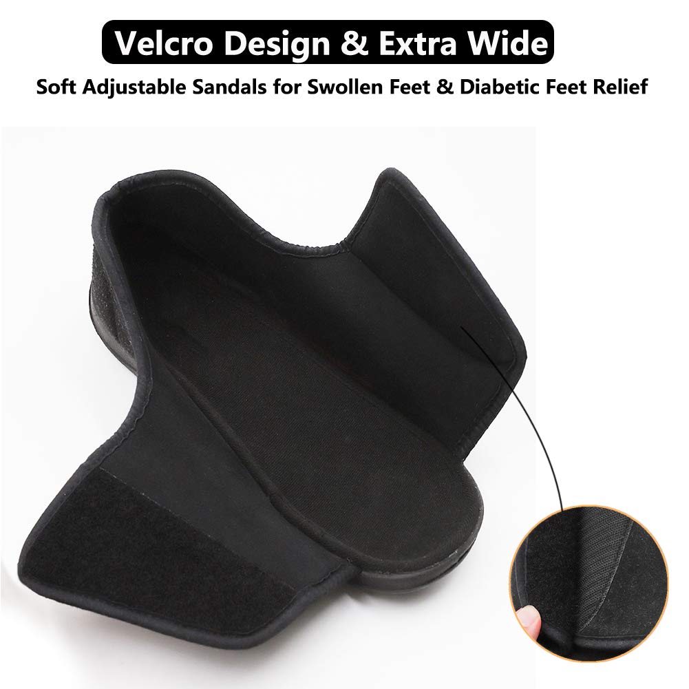 **Men's Open Toe Diabetic Slippers - Adjustable Orthopedic Wide Width Walking Shoes for Arthritis, Edema & Swollen Feet - Comfortable Recovery Footwear for Elderly Men - Ideal for Home, Hospital & Daily Use**