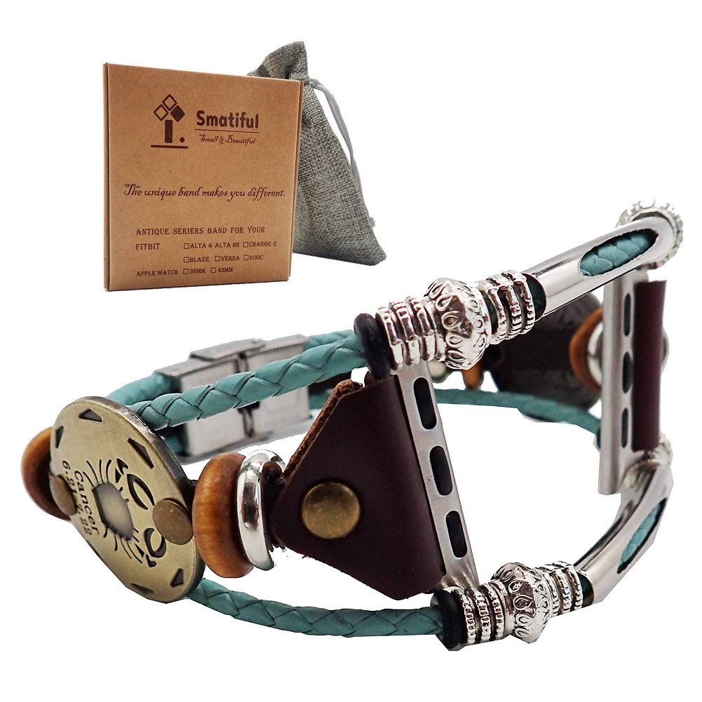 Stylish Women's Sport Cuff Bands for Apple Watch Series 1-5 (38mm/40mm) - Turquoise Rope Design with Copper Accents | Perfect for Fitness, Workouts & Everyday Wear