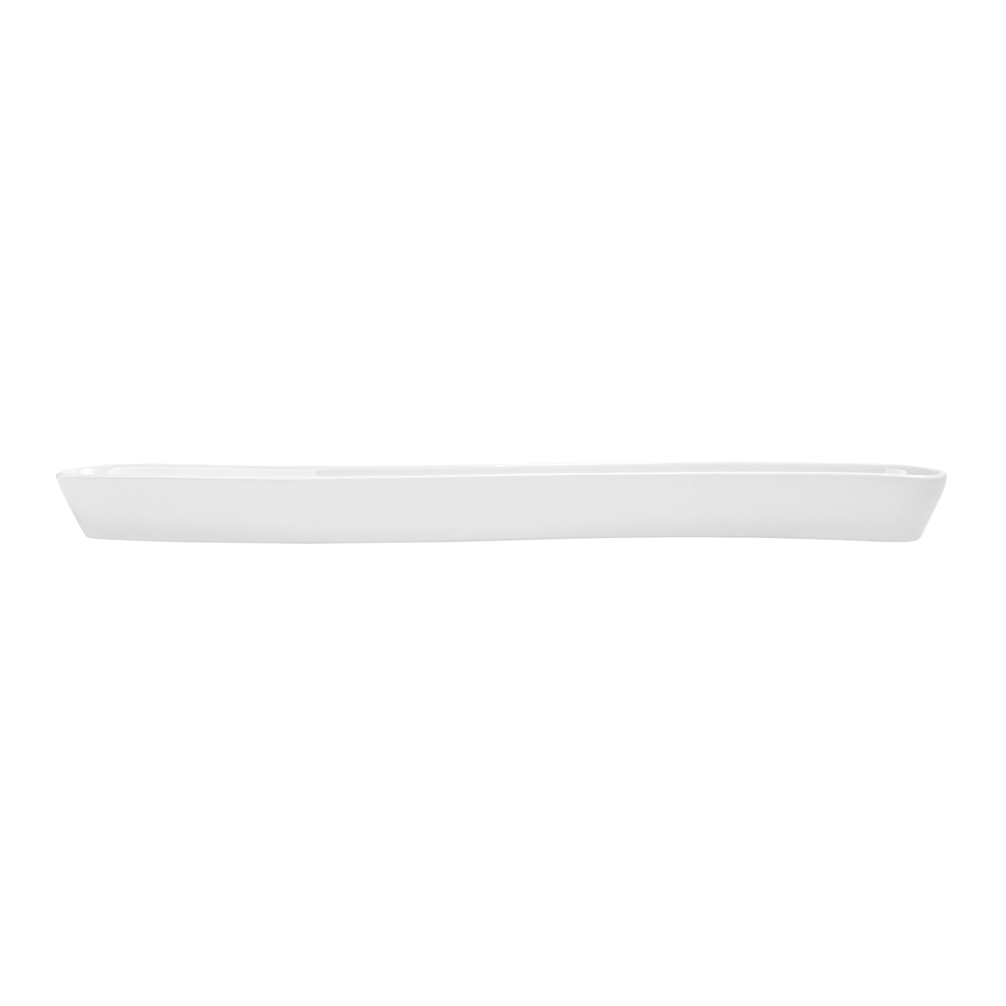 Swerve 14oz White Porcelain Olive Plate - Dishwasher Safe Snack & Appetizer Tray for Restaurants