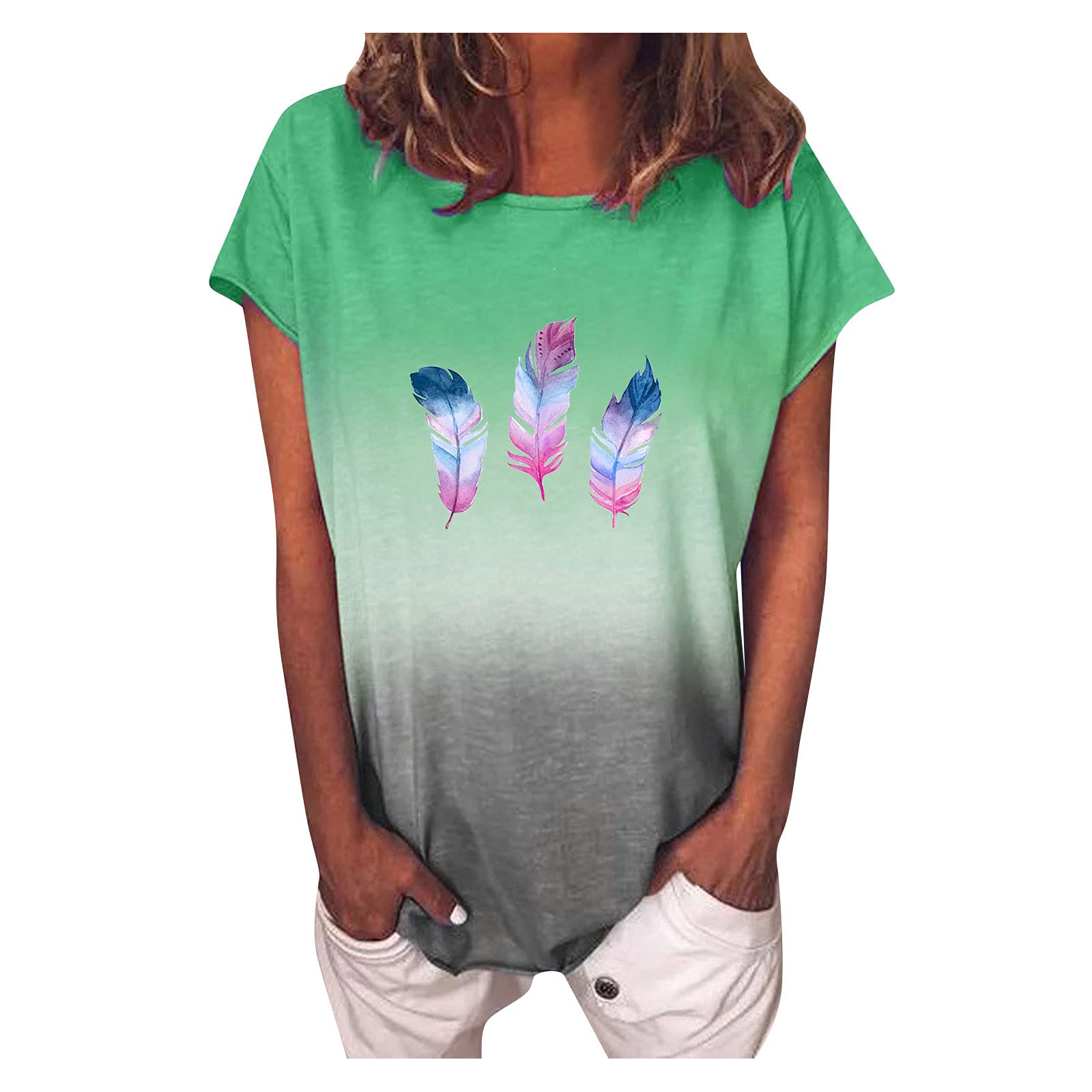 **Women's Tie Dye V-Neck T-Shirts - Loose Fit Short Sleeve Casual Tops for Summer | Trendy & Comfortable for Beach, Outings & Everyday Wear**