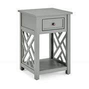 Modern Gray Coventry Wood End Table with Drawer and Shelf - Nightstand, Living Room Accent Table, Bedside Table for Small Spaces