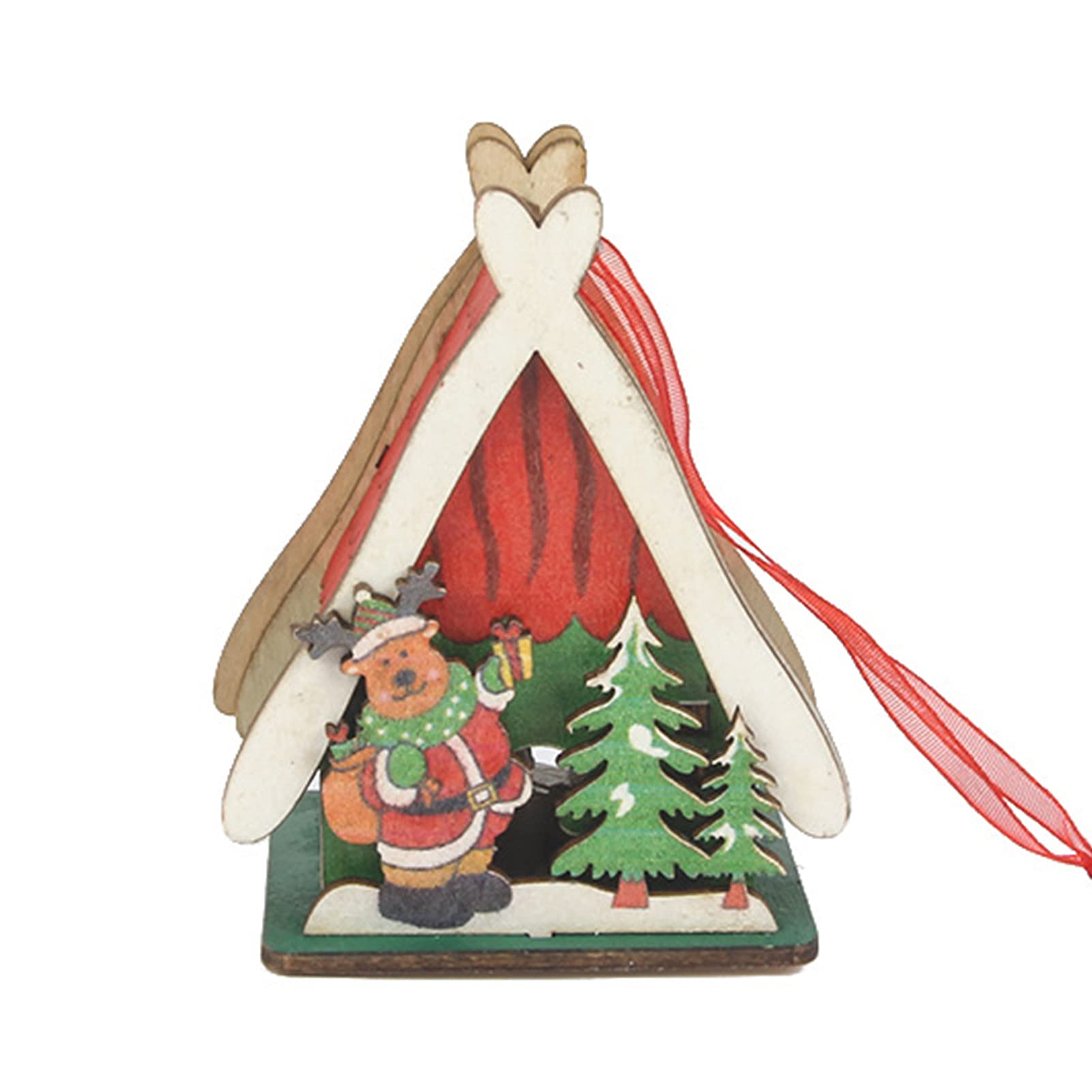 Festive Christmas Ornament Set - Wooden Hanging Pendant House Decor with Micro Landscape for Holiday Tree & Home Decoration | Perfect for Xmas Parties, Gift Giving & Seasonal Home Styling