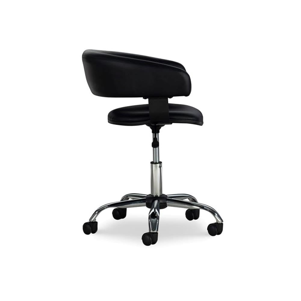BOWERY HILL Black & Chrome Adjustable Height Gas Lift Office Chair - Faux Leather & Metal Swivel Rolling Desk Chair for Home, Office, Gaming & Study