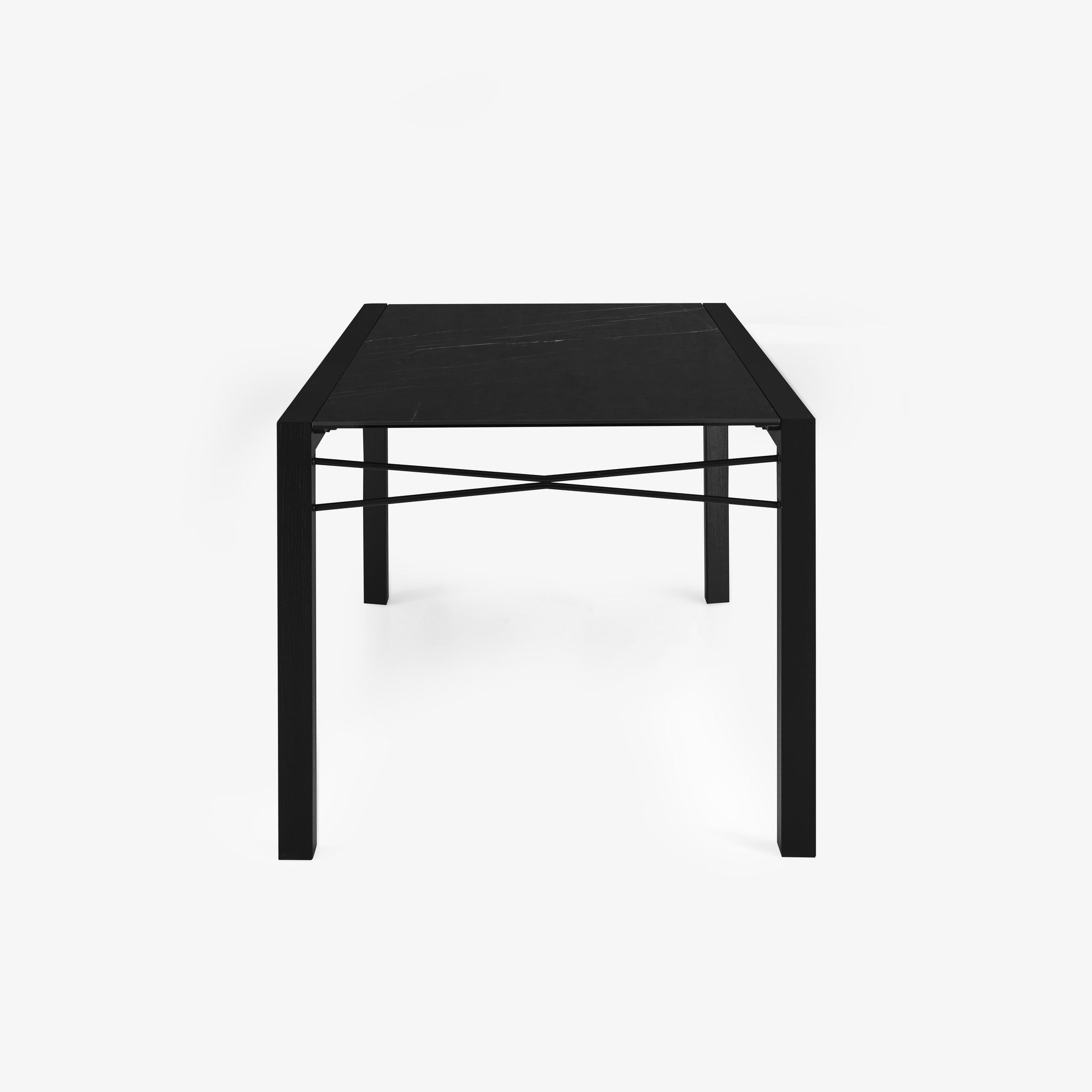 Extensia Modern Dining Table with Marquinia Ceramic Stoneware Top & Black Stained Ash Base - Perfect for Contemporary Dining Rooms and Open-Concept Kitchens