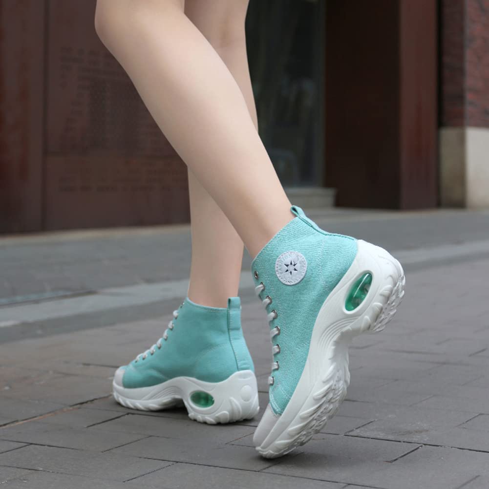 MAUGELY Women's High Top Sneakers with Thick Platform Sole - Fashion Canvas Athletic Shoes for Casual Wear, Street Style & Workout