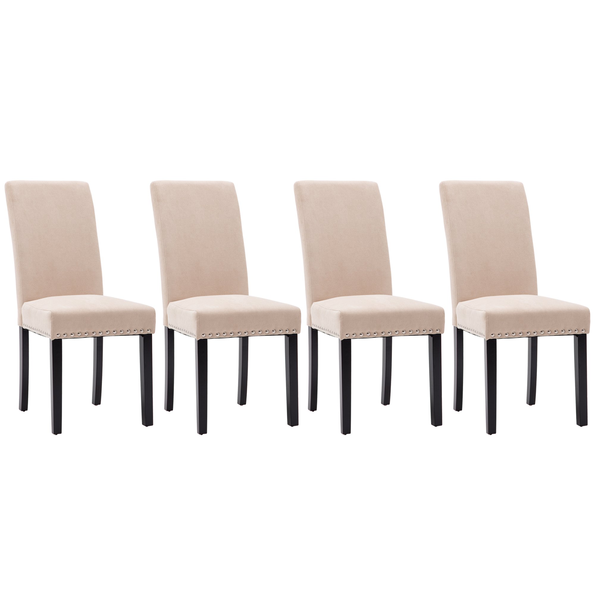 NOBPEINT 4-Piece Upholstered Fabric Dining Chairs Set with Copper Nails - Beige Modern Kitchen Chairs for Dining Room, Restaurant, and Home Decor
