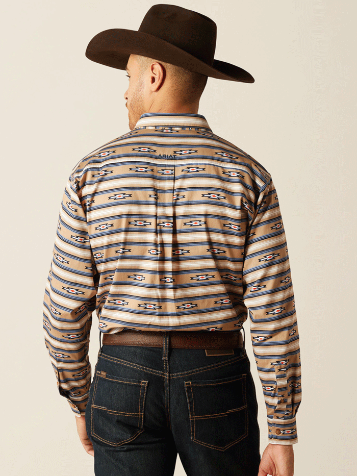 Ariat Men's Trace Classic Fit Shirt - Khaki Casual Western Shirt for Cowboy, Ranch Work & Outdoor Activities