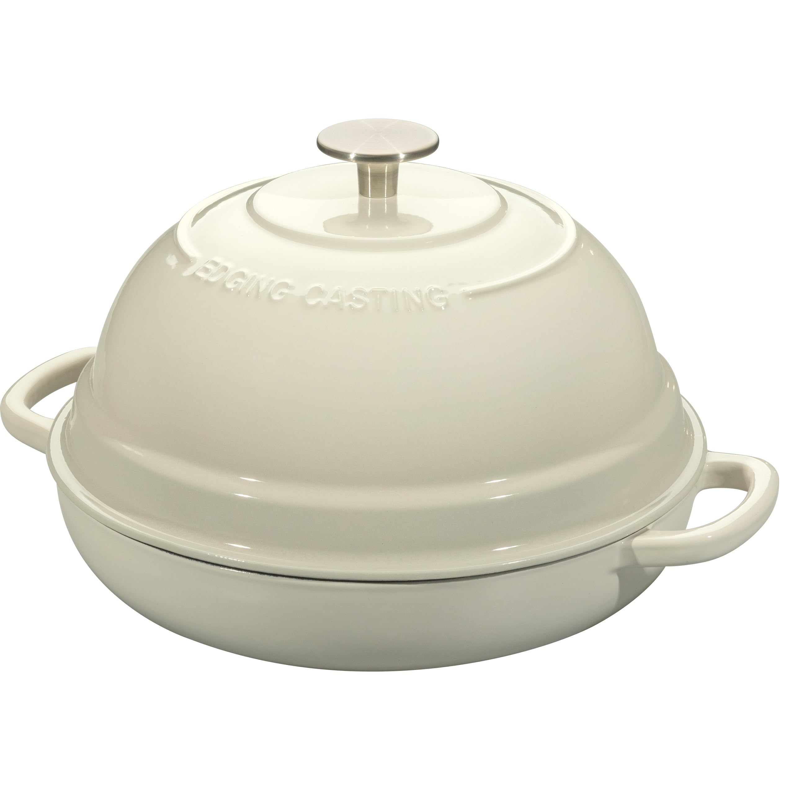 Premium 6 Quart Enameled Cast Iron Dutch Oven with Lid - Perfect for Baking Homemade Sourdough Bread, Artisan Loaves & No-Knead Bread | Round Bread Oven for Camping, Outdoor Cooking & Kitchen Use (White)