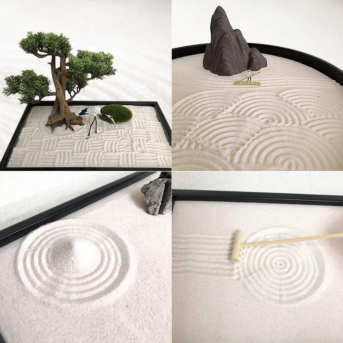 EXCEART 3-Piece Mini Zen Garden Tools Set - Bamboo Sand Rake, Desktop Zen Garden Accessories for Meditation & Stress Relief - Perfect for Office Desk, Home Decor, DIY Rock Garden & Mindfulness Practice
