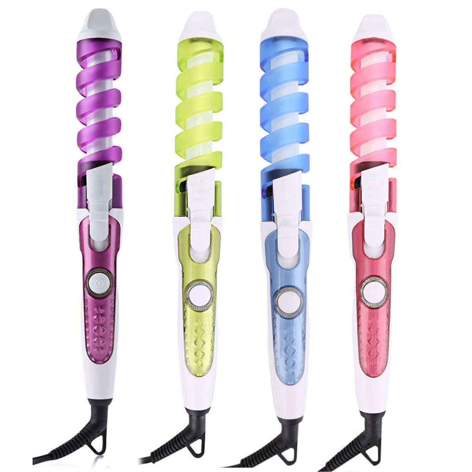 Professional Hair Salon Curling Iron - Spiral Curl Ceramic Hair Curler & Waver Wand for Long Lasting Beach Waves (A02 Blue, 1 Count) - Perfect for Home Styling, Salon Use & Special Occasions