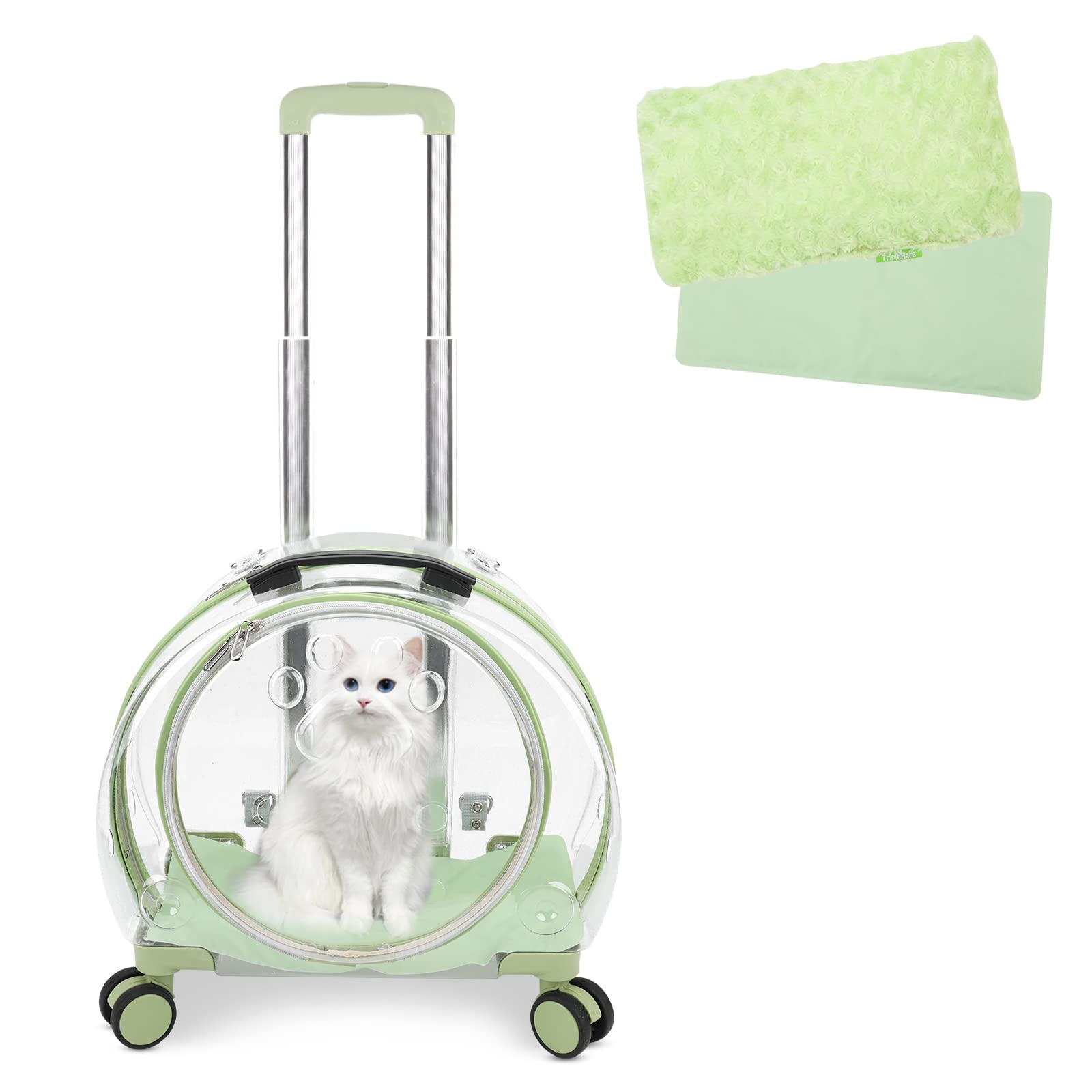 Transparent & Breathable Hard-Sided Pet Carrier with Wheels for Dogs & Cats - Multiple Carrying Options, Ideal for Air Travel, Vet Visits & Daily Walks
