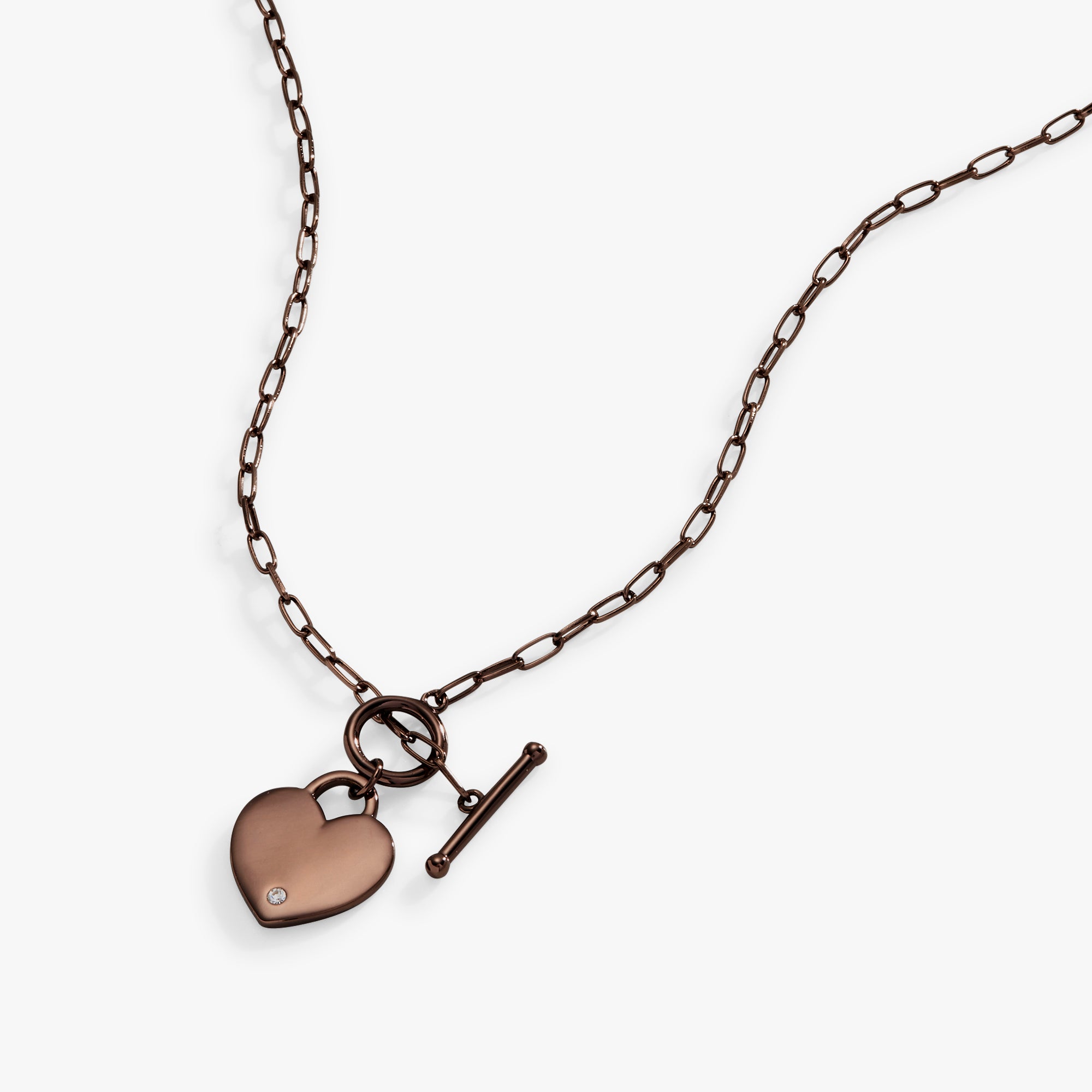 Heart Charm and Crystal Accent Toggle Necklace - Elegant Jewelry for Women, Perfect for Valentine's Day Gifts, Date Night & Special Occasions