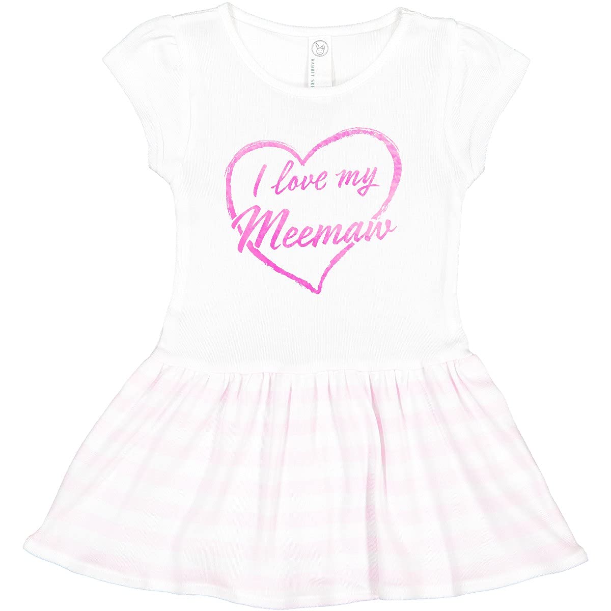 Inktastic I Love My Meemaw Pink Chalk Heart Toddler Dress - Cute Outfit for Grandparents Day, Family Reunions & Special Occasions