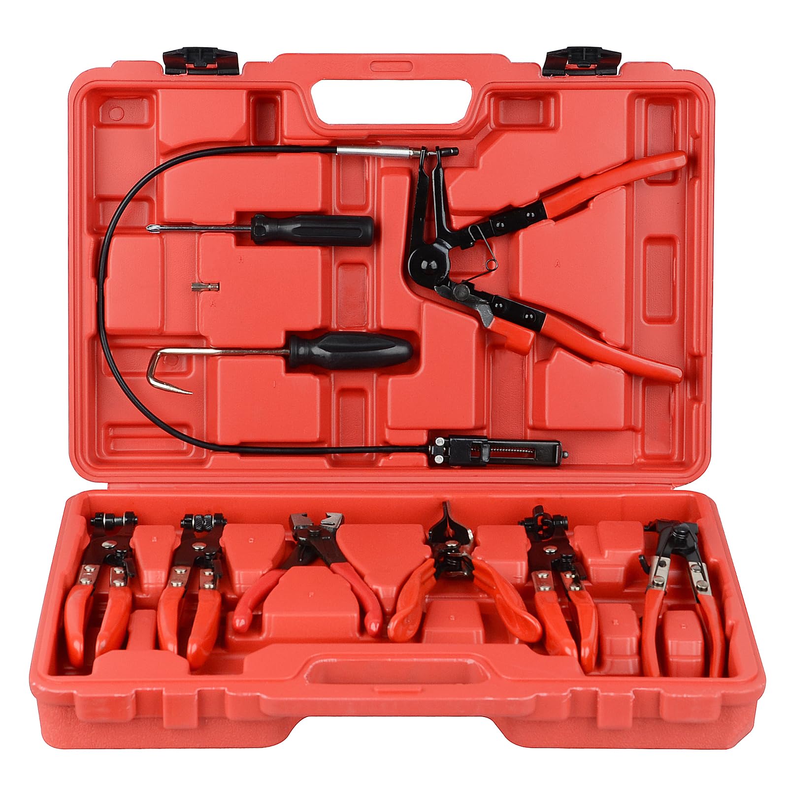 9-Piece Automotive Wire Long Reach Hose Clamp Pliers Set - Fuel, Oil & Water Hose Removal Tool Kit for Car, Truck & Motorcycle Repair (Professional Mechanic Use)
