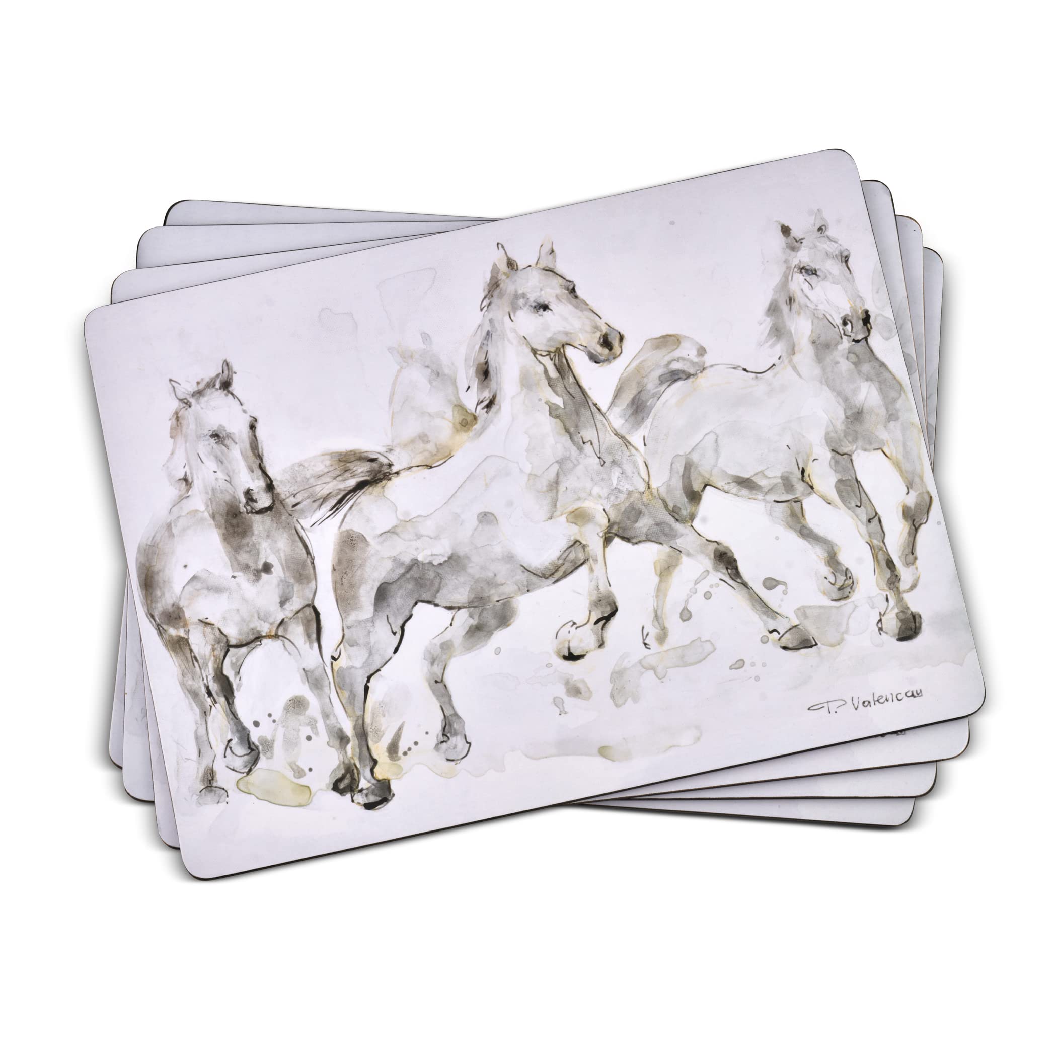 Premium Horse-Themed Placemats Set of 4 - Elegant Table Decor for Dining Room, Kitchen, or Western-Themed Parties - Washable & Durable PVC Place Settings for Everyday Use or Special Occasions