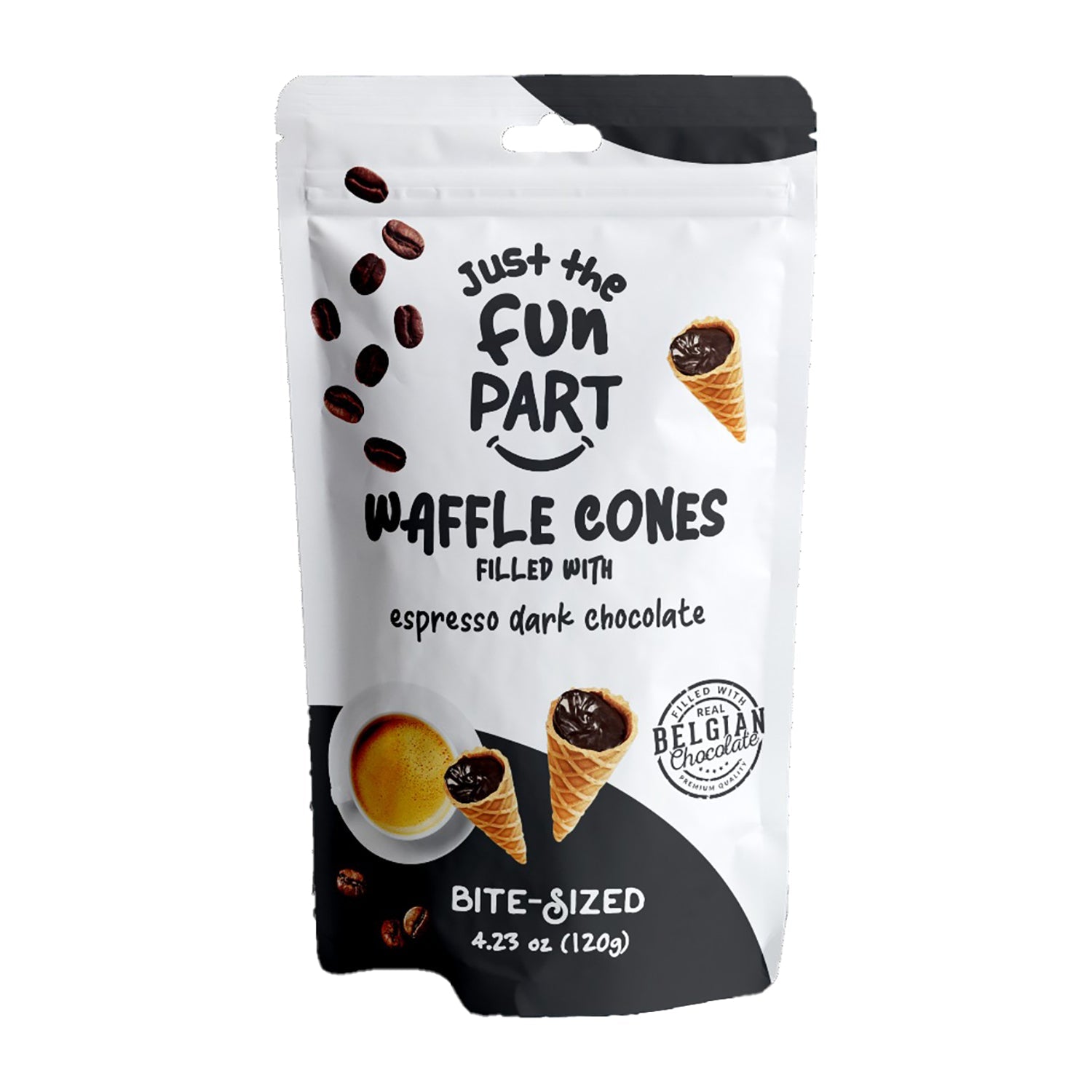 Just the Fun Part Waffle Cone Dark Chocolate - 4.23oz Bag | Premium Chocolate Snacks for Parties, Gifts & Dessert Toppings