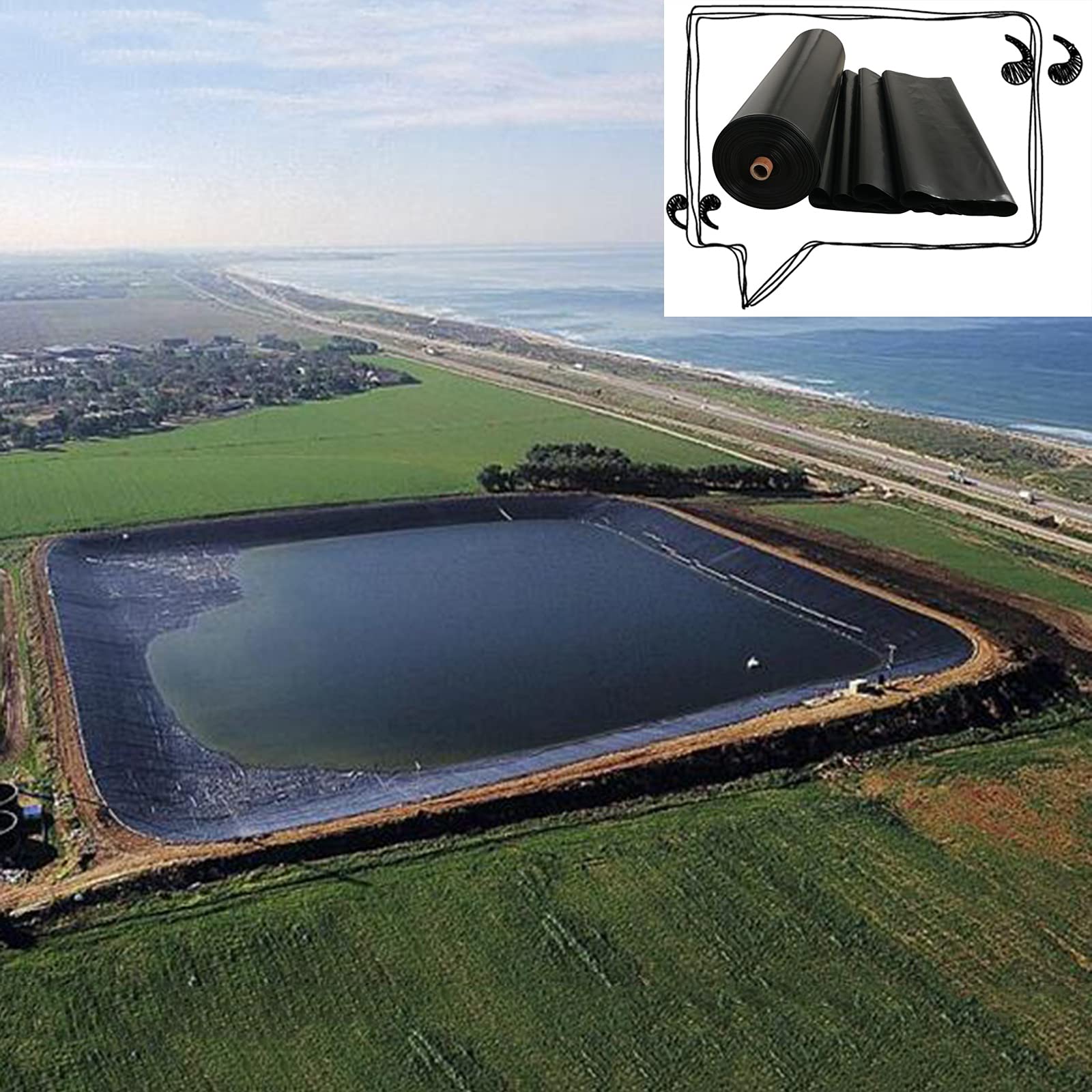 HDPE Pond Liner - Smooth, Durable & Weather-Resistant Fish Pond Liner for Garden Pools (2x3M, Black) | Ideal for Koi Ponds, Water Gardens & DIY Water Features
