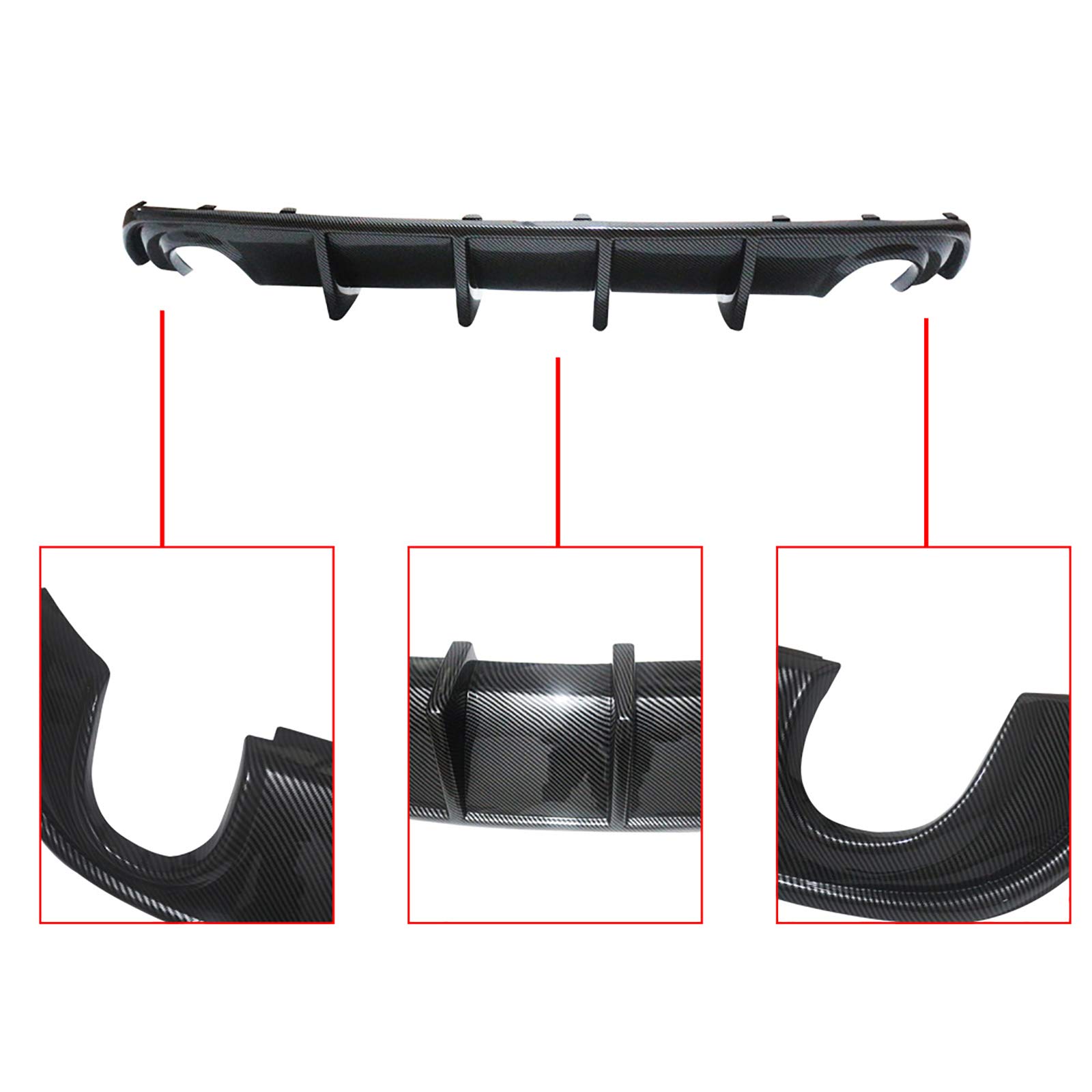 NINTE Carbon Fiber Rear Diffuser for 2015-2023 Dodge Charger RT/SXT/SE - Shark Fin Lower Bumper Lip (Fits Circle Exhaust Ports Only) | Aggressive Styling Upgrade for Street Racing & Car Shows