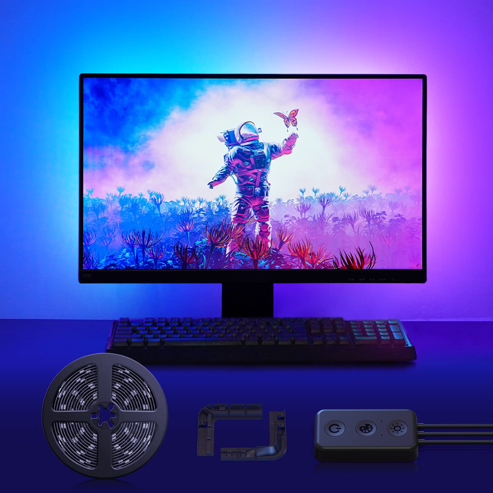 Lytmi Immersion Monitor Backlight for Windows PC - 24 Inch Epoxy LED Light Strip with Smart Sync | Perfect for Gaming, Home Theater & Office Workspace