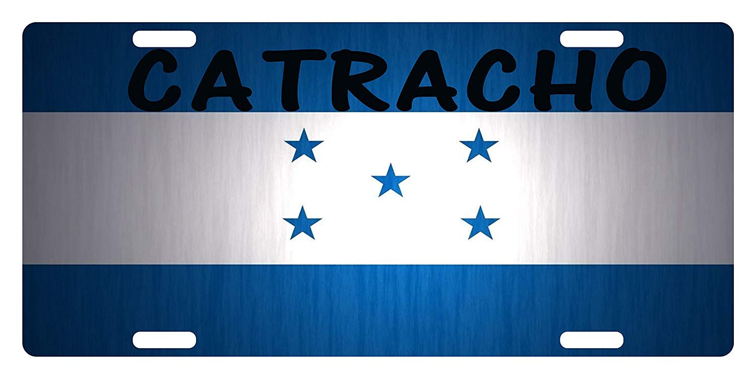 Authentic Honduras Flag License Plate - National Emblem of Central America - CATRACHO Version - Perfect for Car Decoration, National Pride Display & Cultural Events
