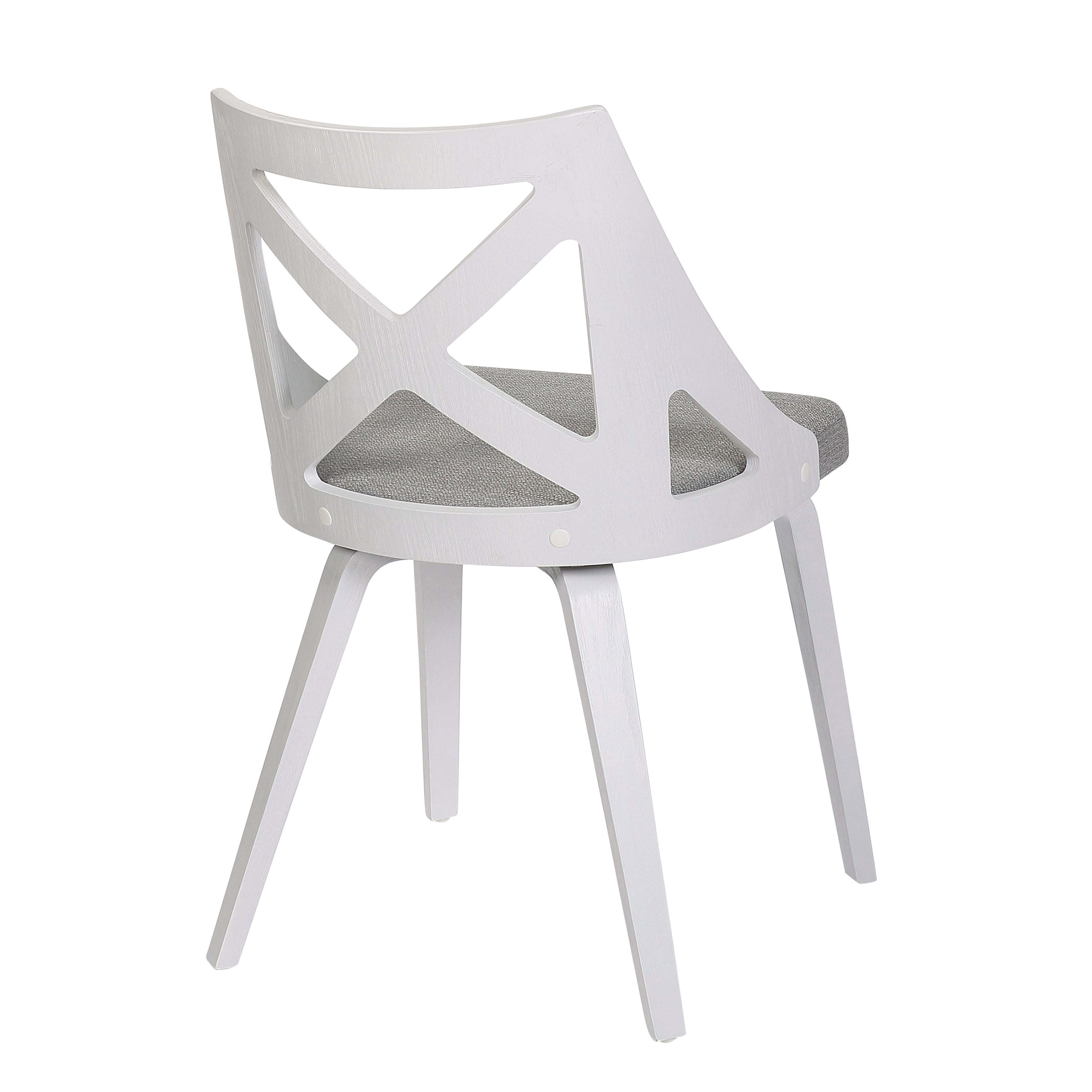 LumiSource Charlotte Farmhouse Chairs Set of 2 - White Textured Wood & Light Grey Fabric Upholstered Dining Chairs | Perfect for Farmhouse Dining Room, Kitchen Nook or Cozy Breakfast Corner