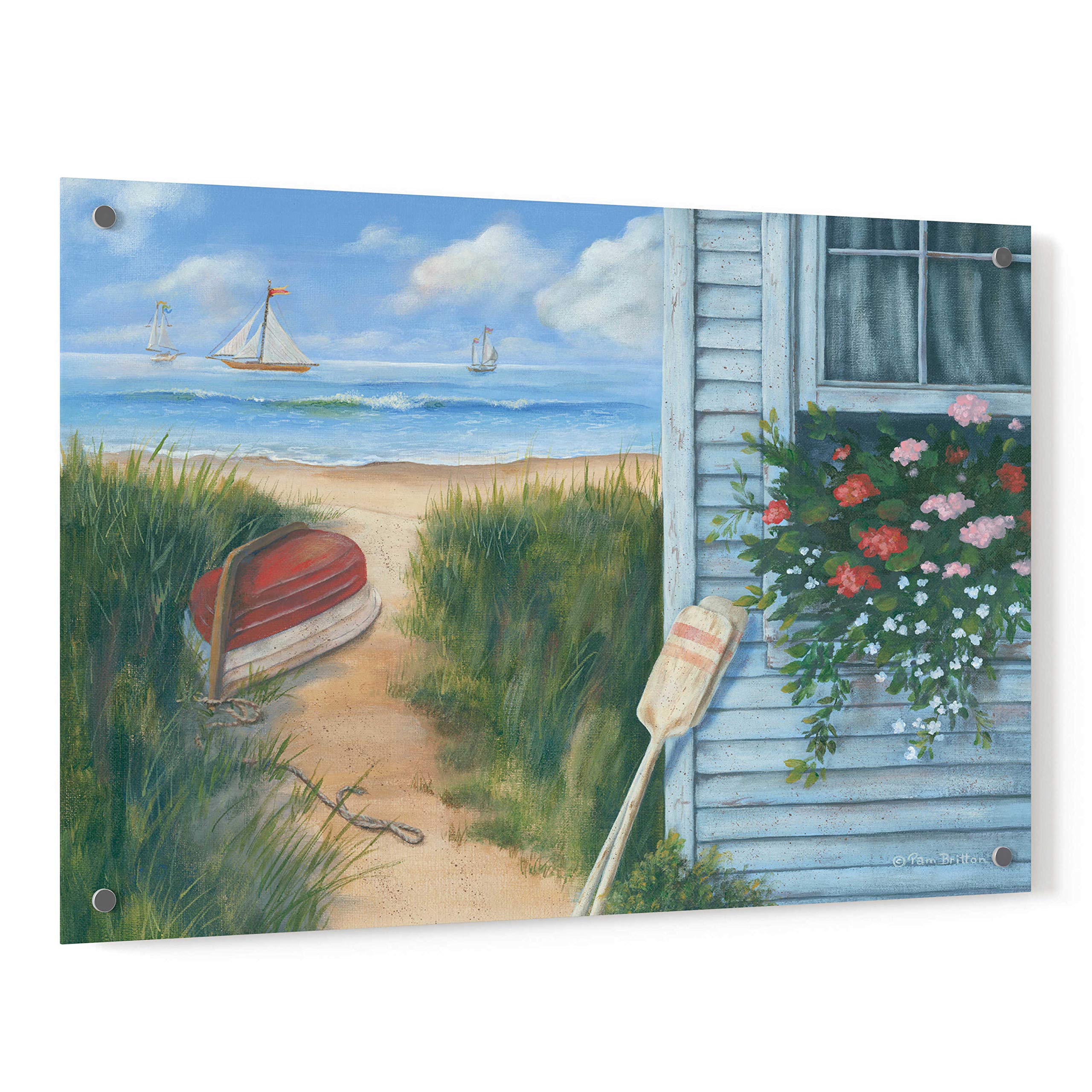 Pam Britton Beach Cottage I Acrylic Glass Wall Art - 36x24 Inches Coastal Home Decor for Living Room, Bedroom & Office