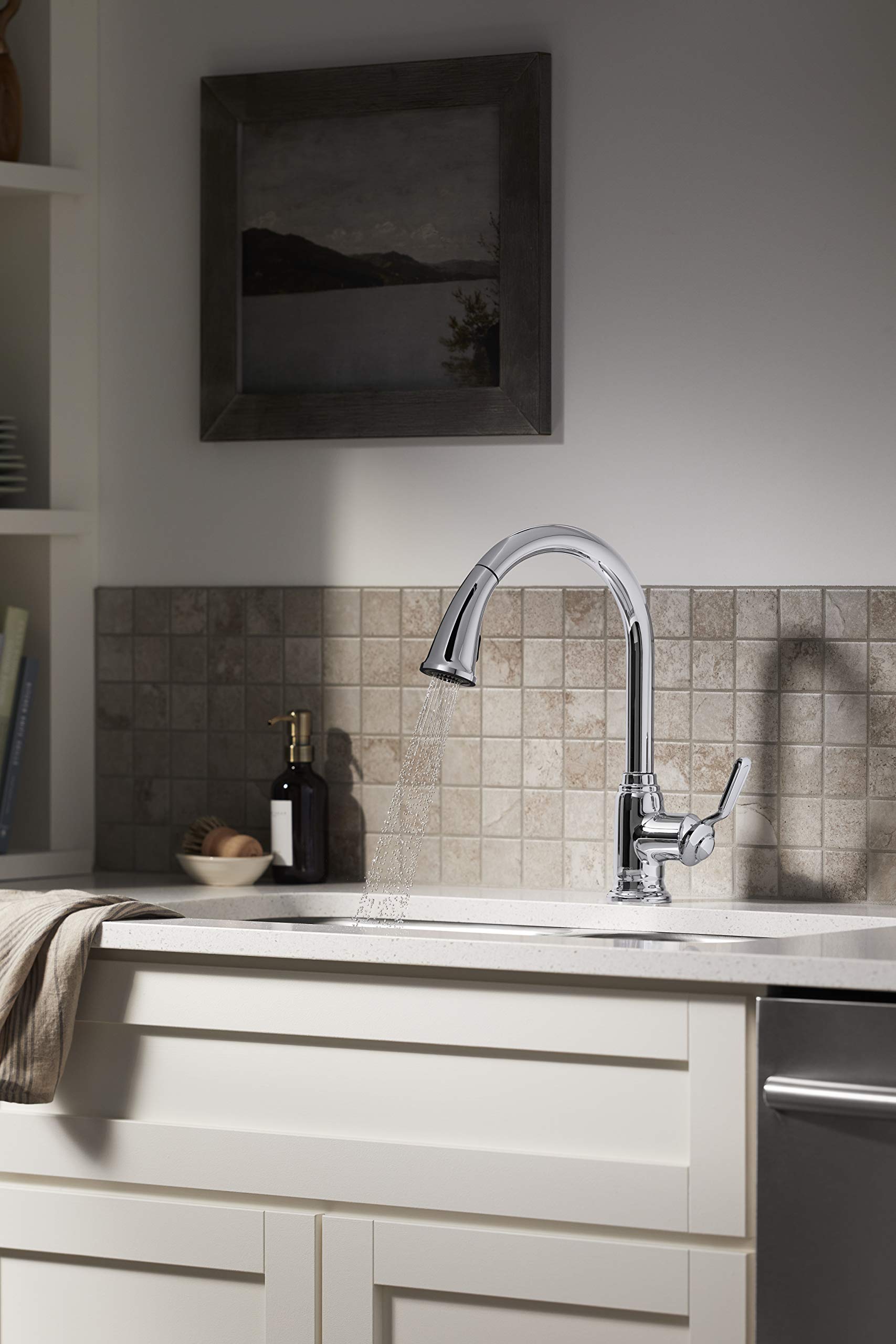 Ludington® Pull Down Kitchen Faucet - High Arc Modern Stainless Steel Sink Faucet with Sprayer for Easy Dishwashing & Cooking | Perfect for Home, Restaurant & RV Use