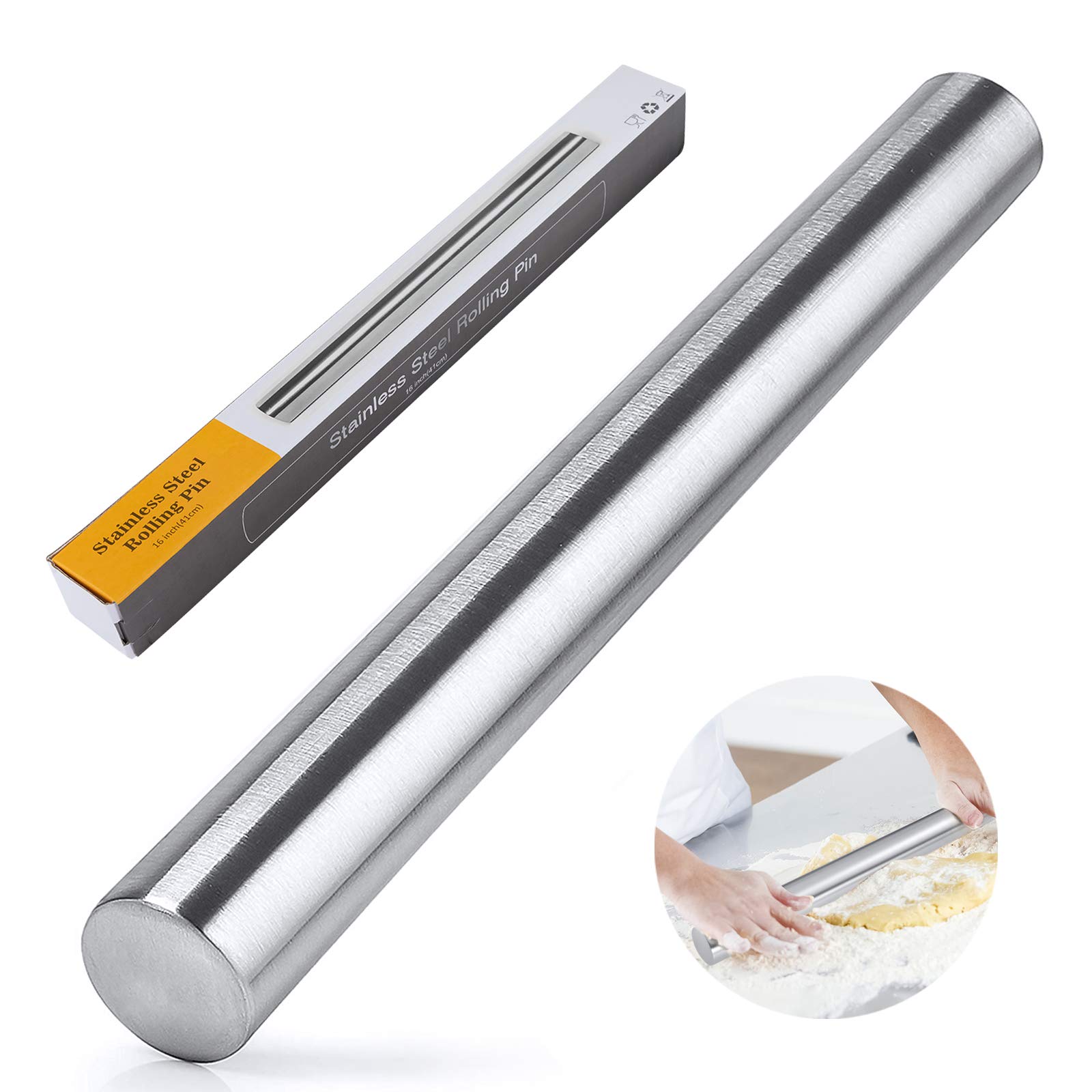 Premium Stainless Steel French Rolling Pin for Baking - Non-Stick, Lightweight Pastry Roller for Perfect Pie Crusts, Cookies, Pasta & Pizza Dough | Ideal for Home Bakers & Professional Chefs