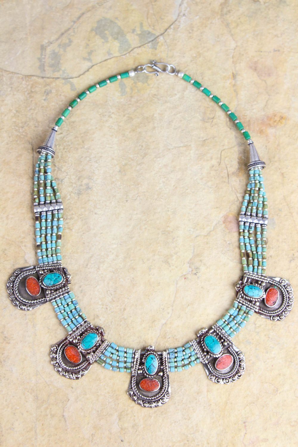 Annapurna Turquoise Tibetan Necklace - Handmade Sterling Silver Pendant with Genuine Gemstone | Spiritual Jewelry for Meditation, Yoga & Boho Fashion