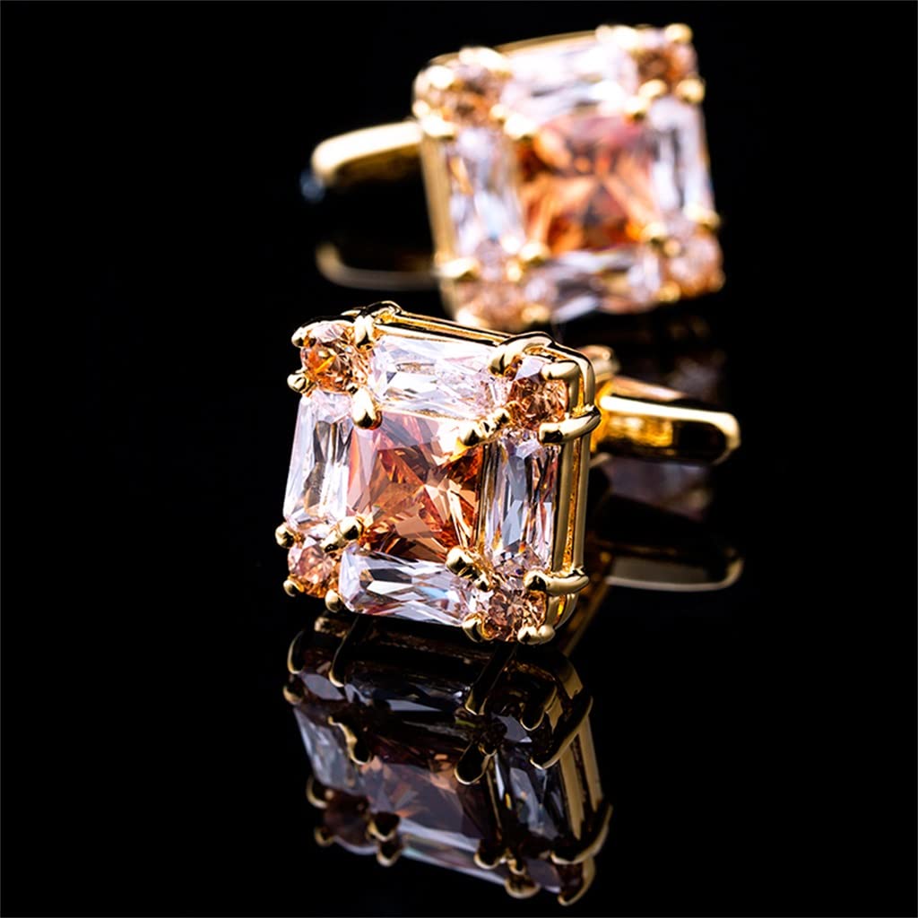 Premium Men's Square Gold Cufflinks - Elegant Wedding & Formal Dress Shirt Accessories (17x17mm) - Perfect Gift for Grooms, Best Men & Special Occasions