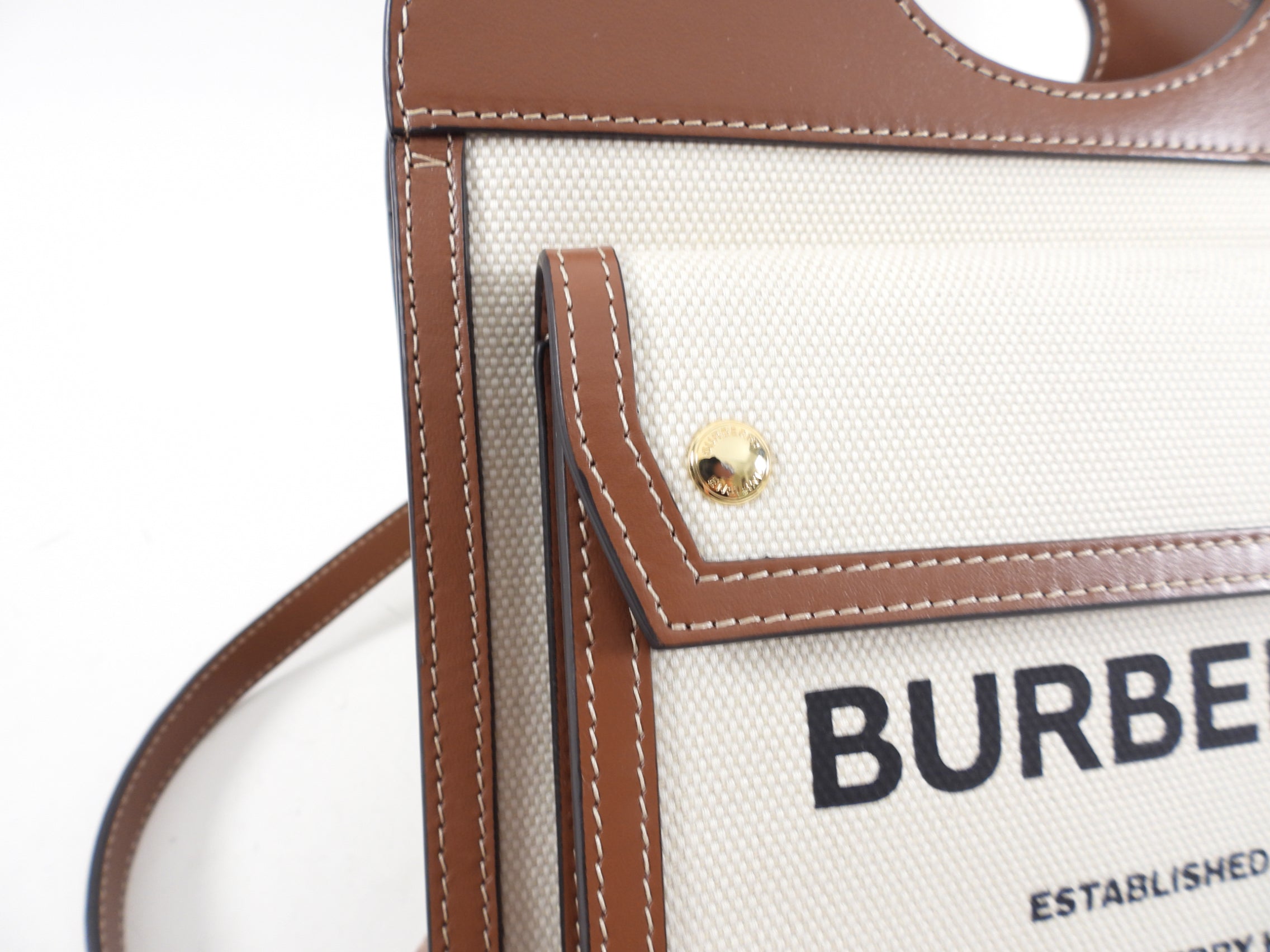 Burberry Small Canvas and Leather Pocket Bag - Stylish Crossbody Bag for Women | Perfect for Everyday Use, Travel & Casual Outings