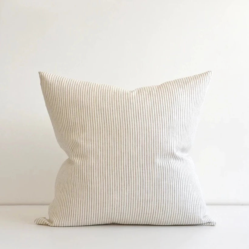 Premium Austin Linen Pillow Cover - 22x22 Inch White with Natural Stripes | Soft & Breathable Linen Fabric | Perfect for Bedroom, Living Room & Home Decor
