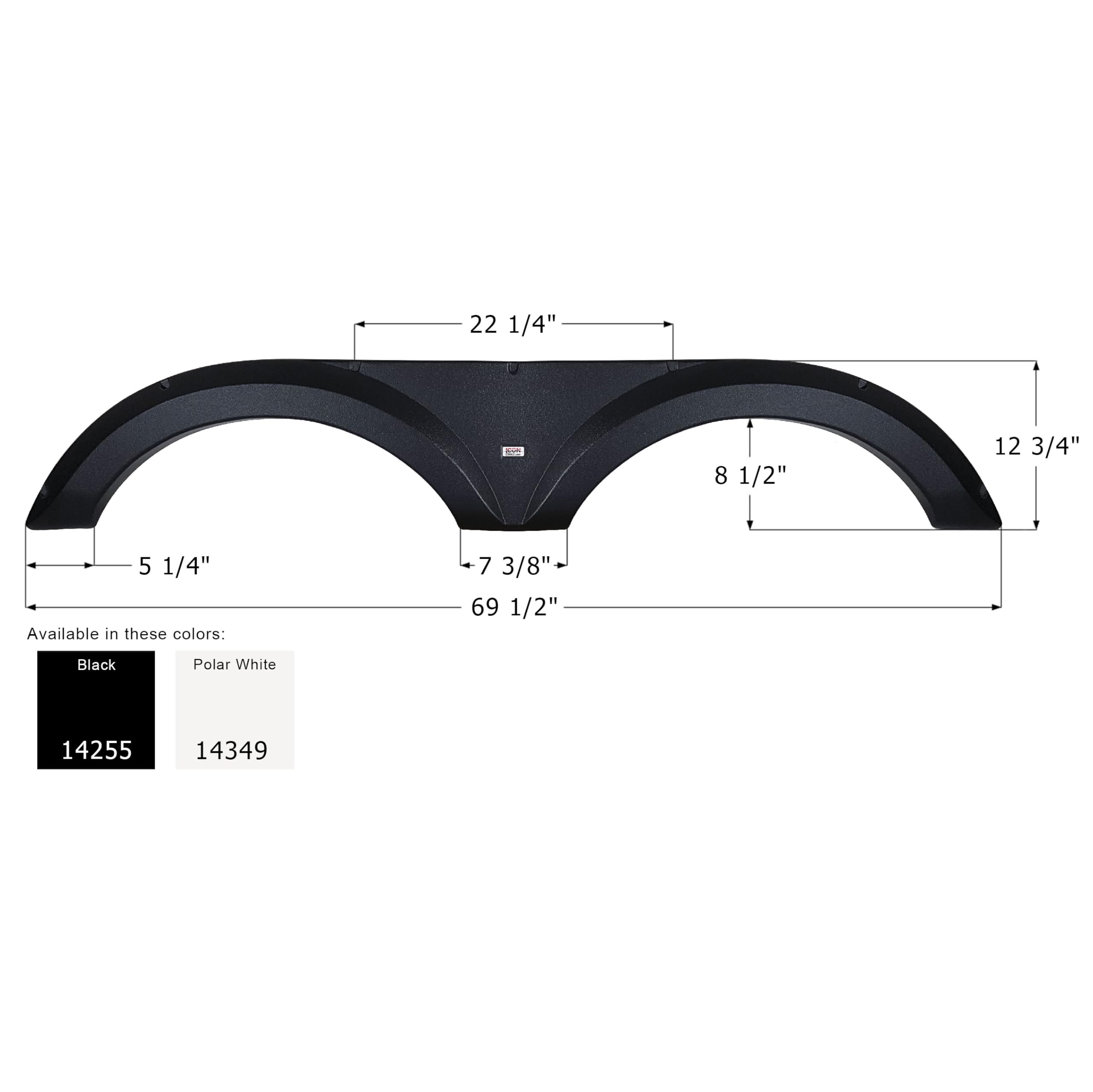 ICON 14255 Black Fender Skirt for Jayco Tandem Trailers - Replacement FS4255 Model - Durable RV & Camper Accessory for Road Protection & Enhanced Style