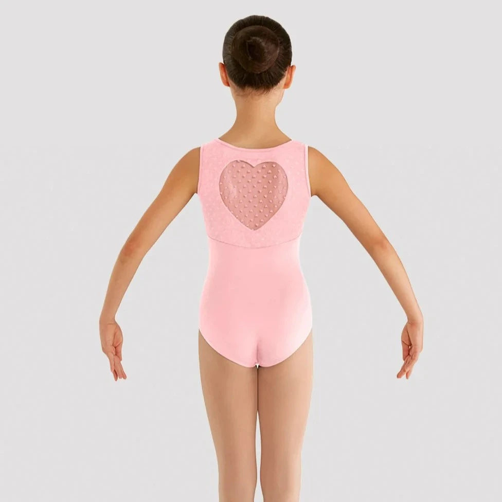 Bloch Pink Heart Mesh Tank Leotard for Ballet, Dance & Gymnastics - Breathable Stretch Fabric for Comfort & Performance