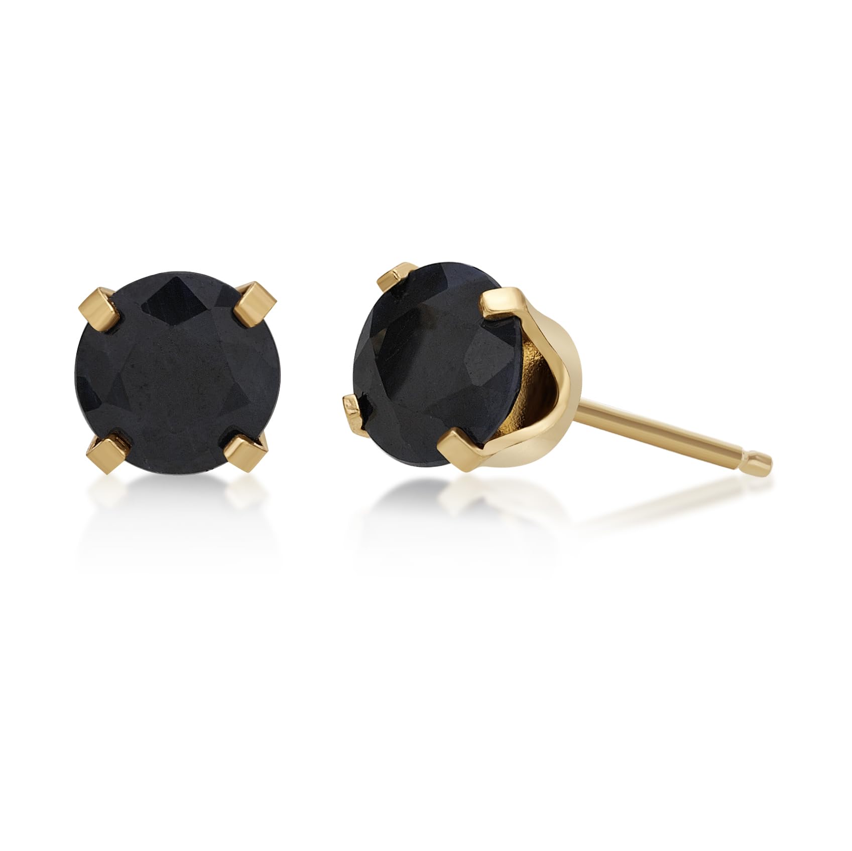 Natural Gemstone Round Stud Earrings for Women - 14k Yellow/White Gold, 5mm Push Back, Birthstone Jewelry by Lavari Jewelers | Perfect Gift for Birthday, Anniversary & Everyday Wear