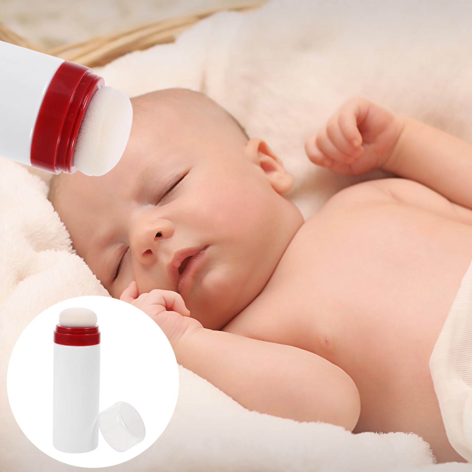 Mobestech Baby Powder Sponge with Puff - Portable Talcum Powder Box for Babies & Adults | Gentle Body Powder for Diaper Rash, Chafing & Sweat Absorption