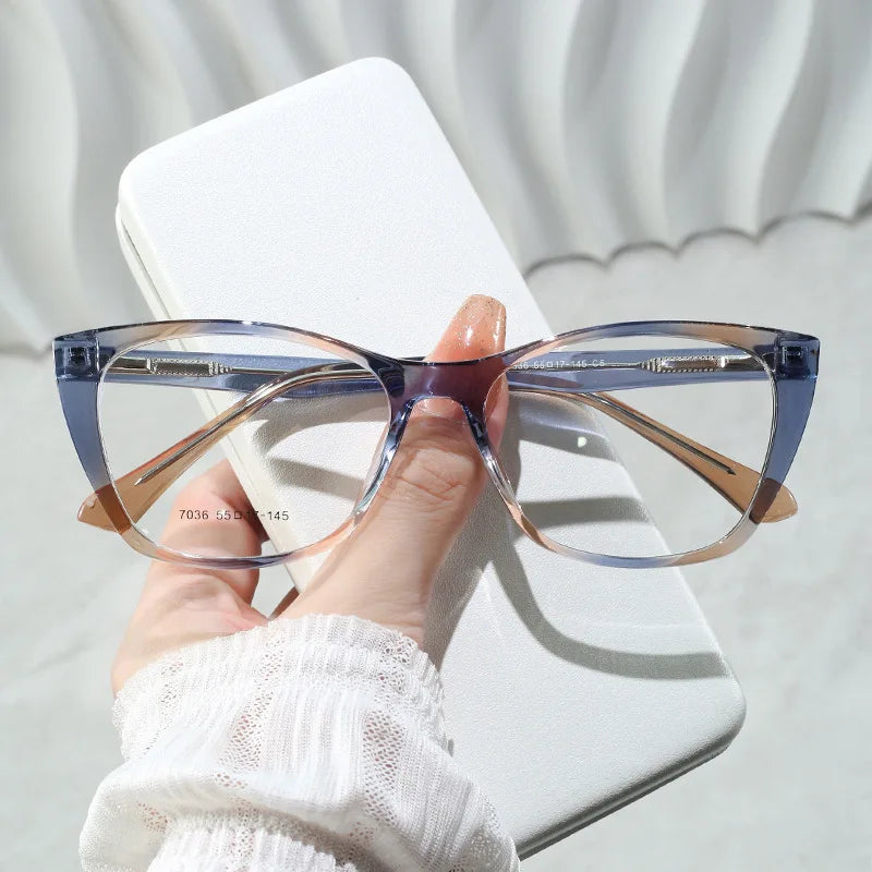 CCspace Women's Full Rim Square Cat Eye Titanium Eyeglasses Frame - Lightweight & Durable TR90 Material - Style 7036 for Work, Reading & Fashion Accessories