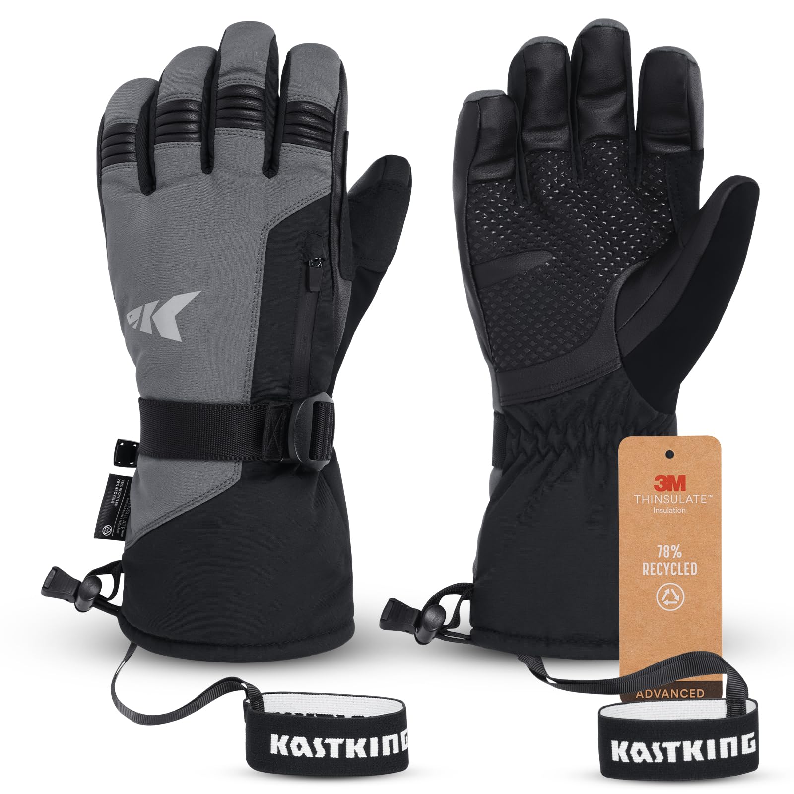 KastKing IceRiver Fishing Gloves - 100% Waterproof Cold Weather Gloves for Men & Women - Durable Winter Gloves for Ice Fishing, Hunting & Outdoor Sports - Perfect for Skiing, Snowboarding & Winter Adventures