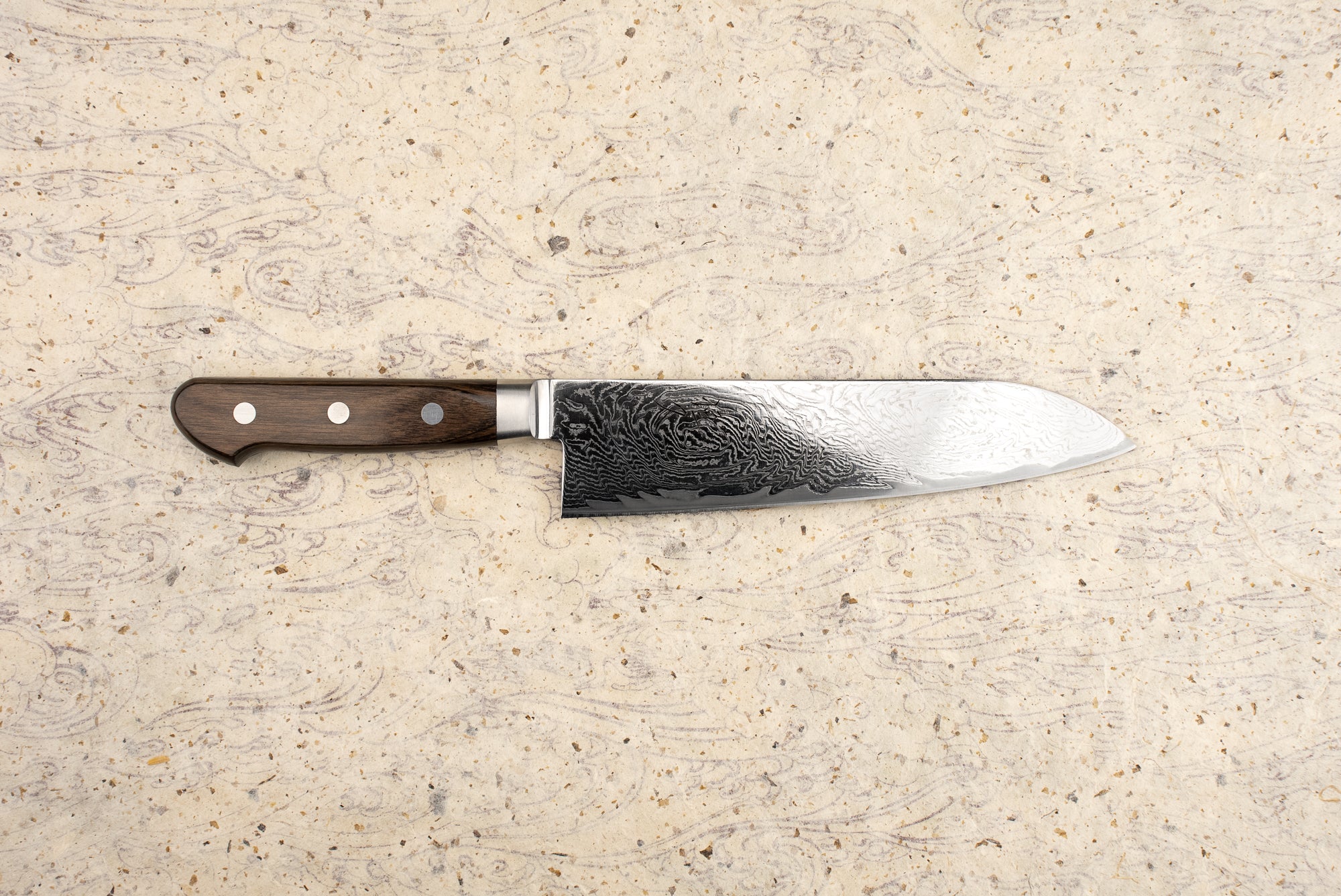 Premium Tsunehisa AUS10 Jukyu Wave Damascus Western Santoku Knife 180mm - High-Performance Japanese Chef Knife for Slicing, Dicing & Precision Cooking