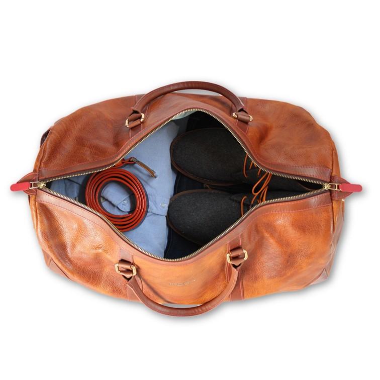 Premium Brown Leather Weekender Bag for Men & Women - Stylish Travel Duffel with Spacious Interior | Perfect for Weekend Getaways, Gym, Business Trips & Carry-On Luggage