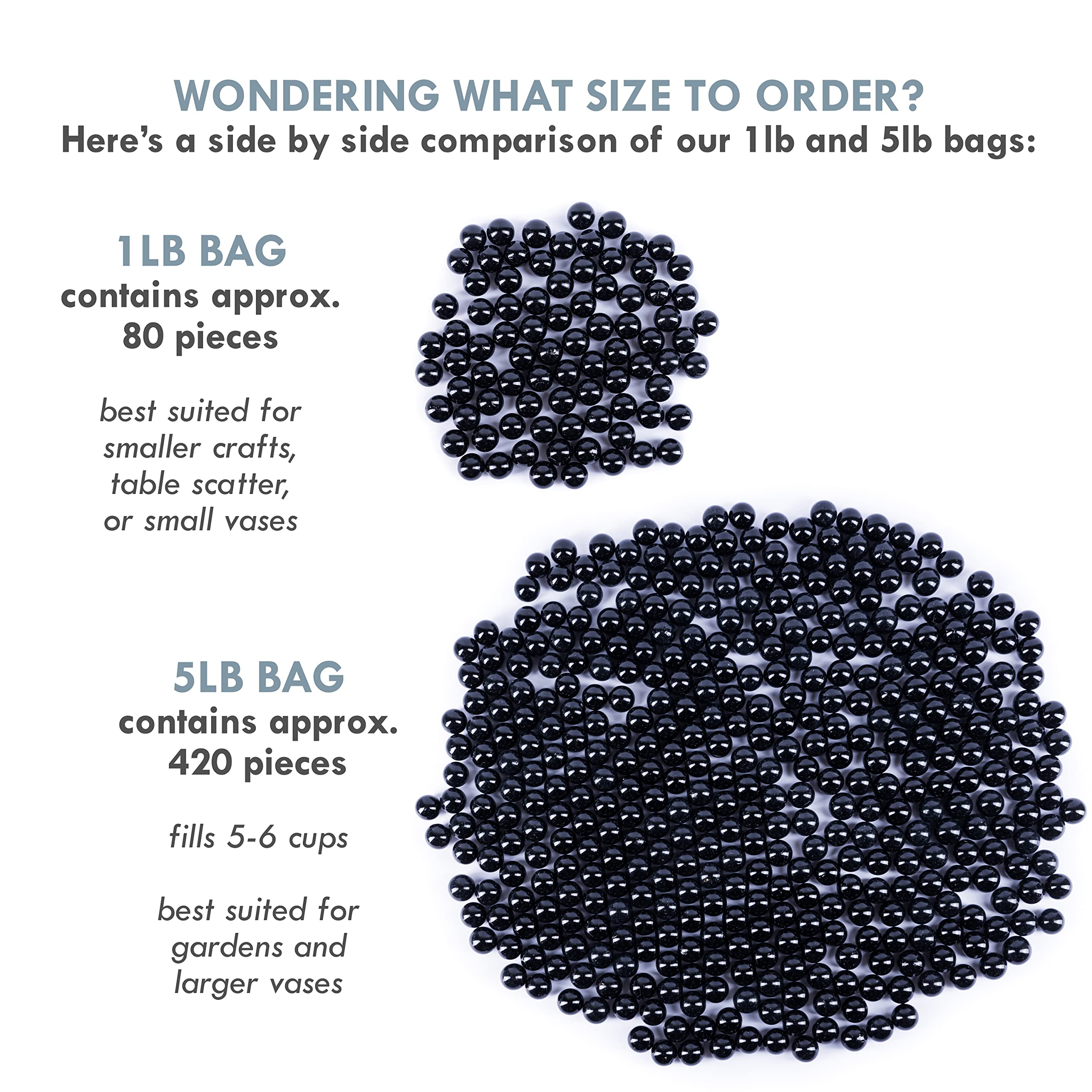 Galashield Black Glass Marbles for Vases - 5lb Bulk Vase Fillers (Approx. 400pcs) - Decorative Round Glass Beads for Home Decor, Centerpieces & Floral Arrangements