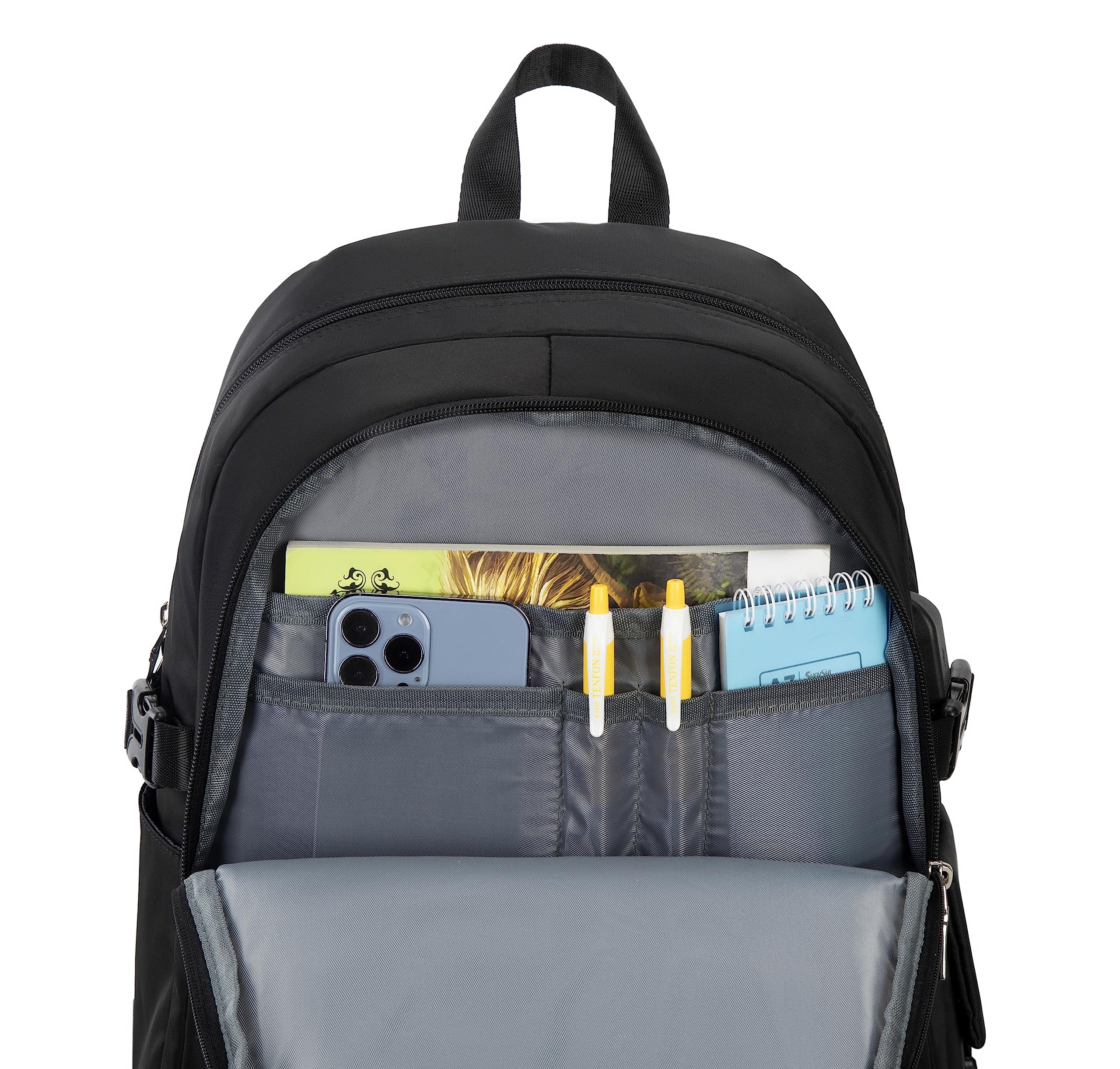 Stylish Women's Laptop Backpack Set - Spacious 15.6 Inch Casual Daypack with Multiple Pockets, Perfect for Work, School & Travel (Black)