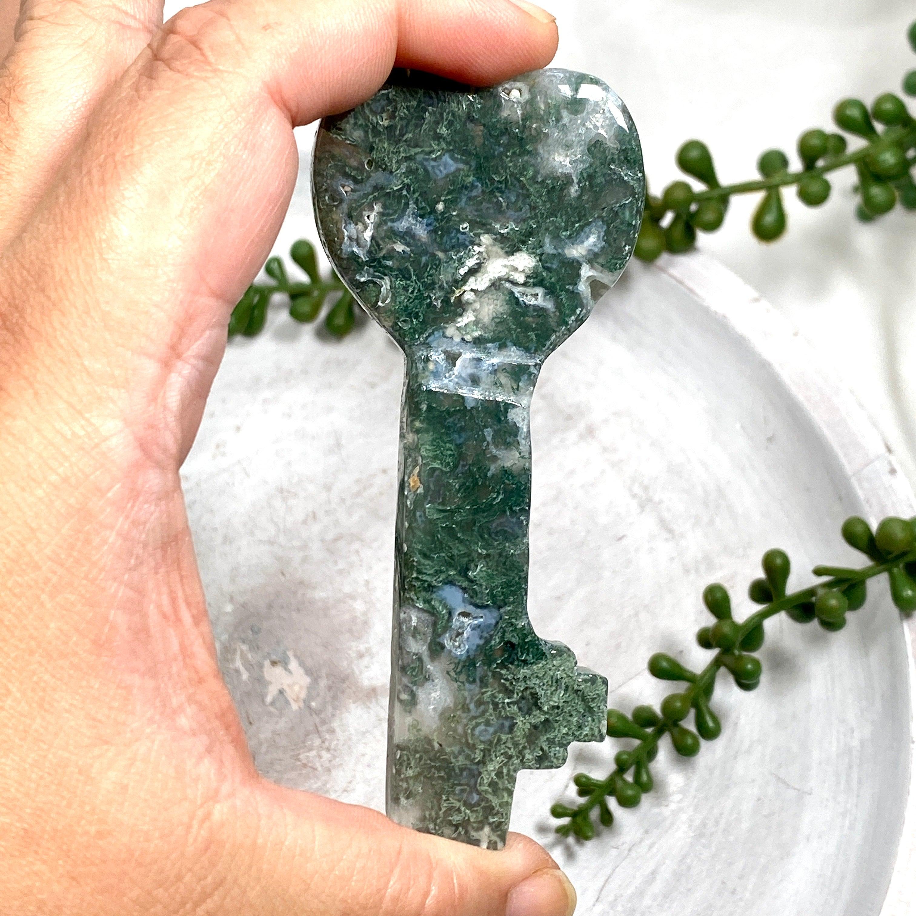 Natural Moss Agate Keychain - Handcrafted Gemstone Jewelry for Women & Men | Perfect for Gifts, Home Decor, and Everyday Carry