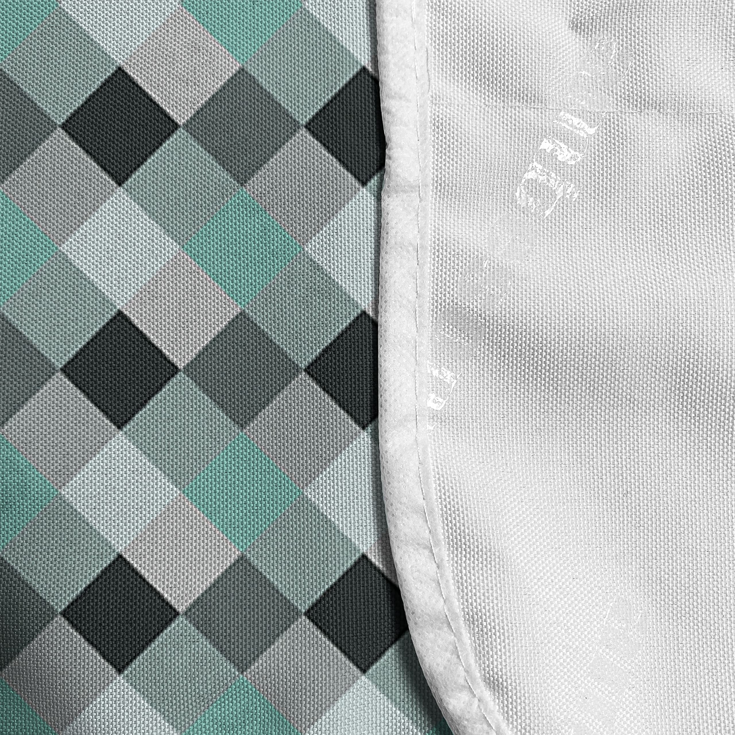 Ambesonne Geometric Microwave Cover - Grey & Green Checkered Waterproof Kitchen Organizer with Pockets, 36